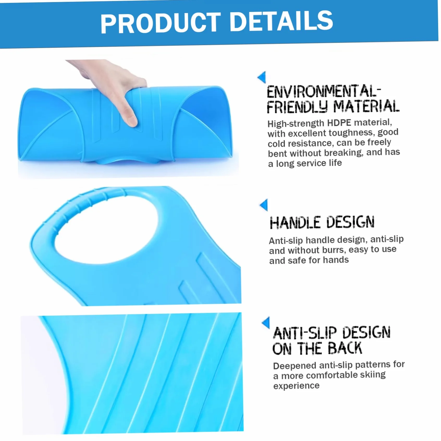 Luge à Neige 2 pièces pour Enfants avec Poignée Antidérapante, Planche de Glisse en Plastique Flexible
