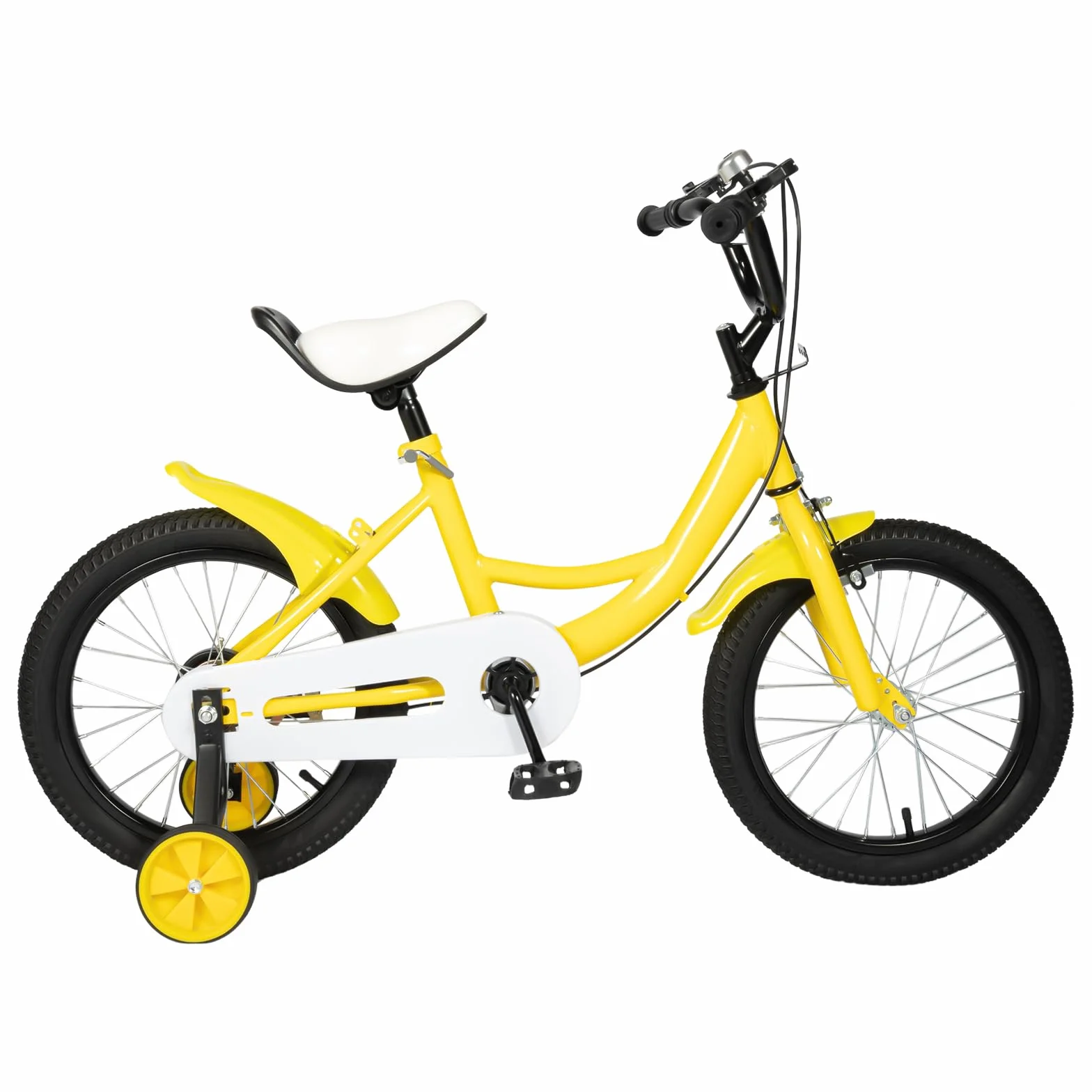 Vélo enfant 16 pouces roues stabilisatrices garçons filles 4-8 ans guidon selle réglables cadre acier carbone double freinage