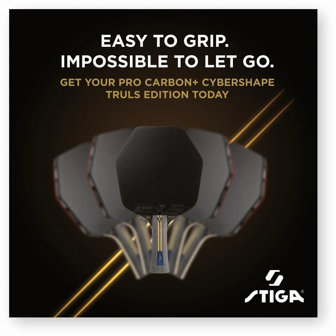 STIGA Pro Carbon Plus Cybershape Truls Edition Raquette de Ping-Pong 5 étoiles, Sweet Spot Plus Grand, Technologie Touch Carbon, Revêtements STAR5 approuvés ITTF