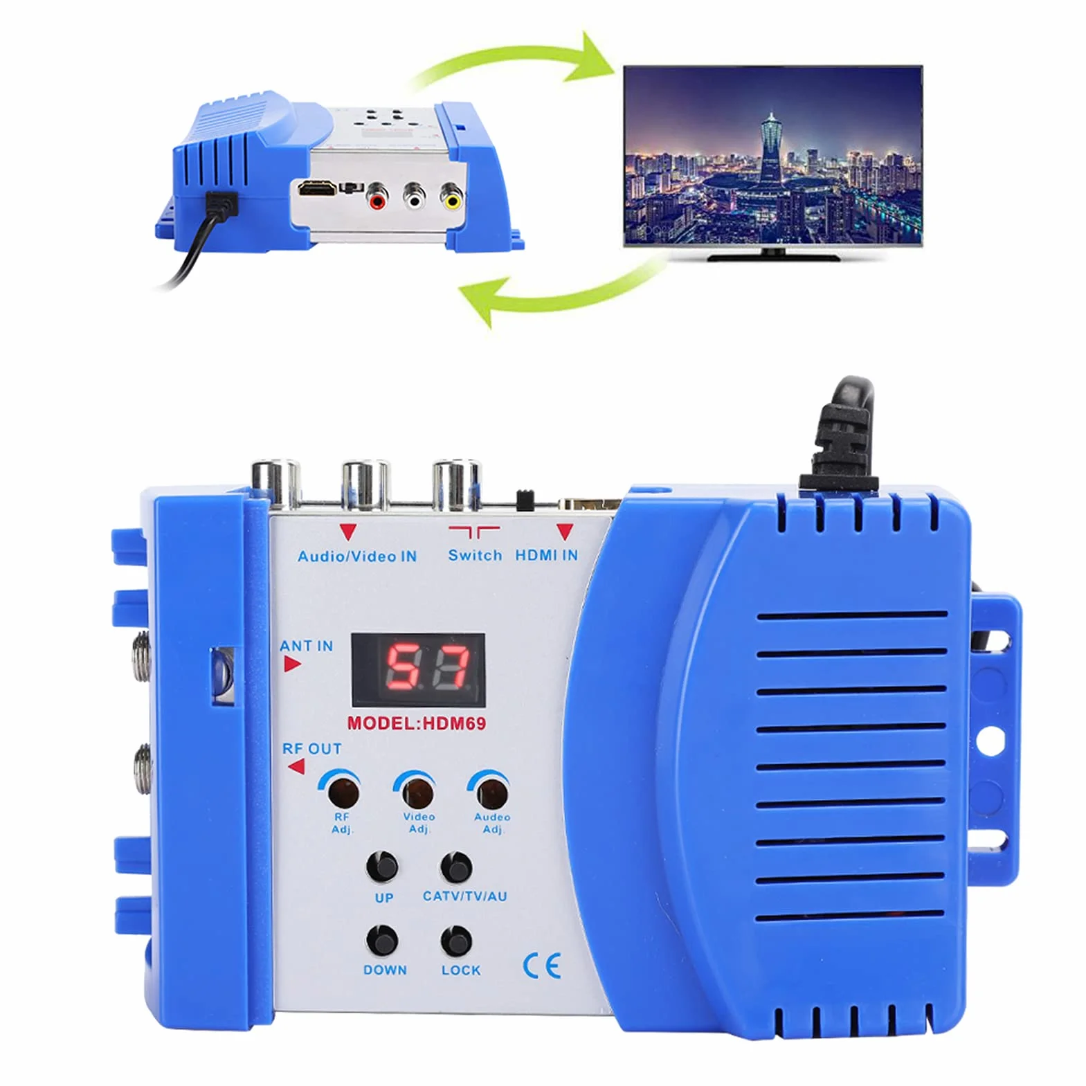 Modulateur Numérique HDMI vers RF HDM69 Convertisseur AV VHF UHF PAL 100-240V