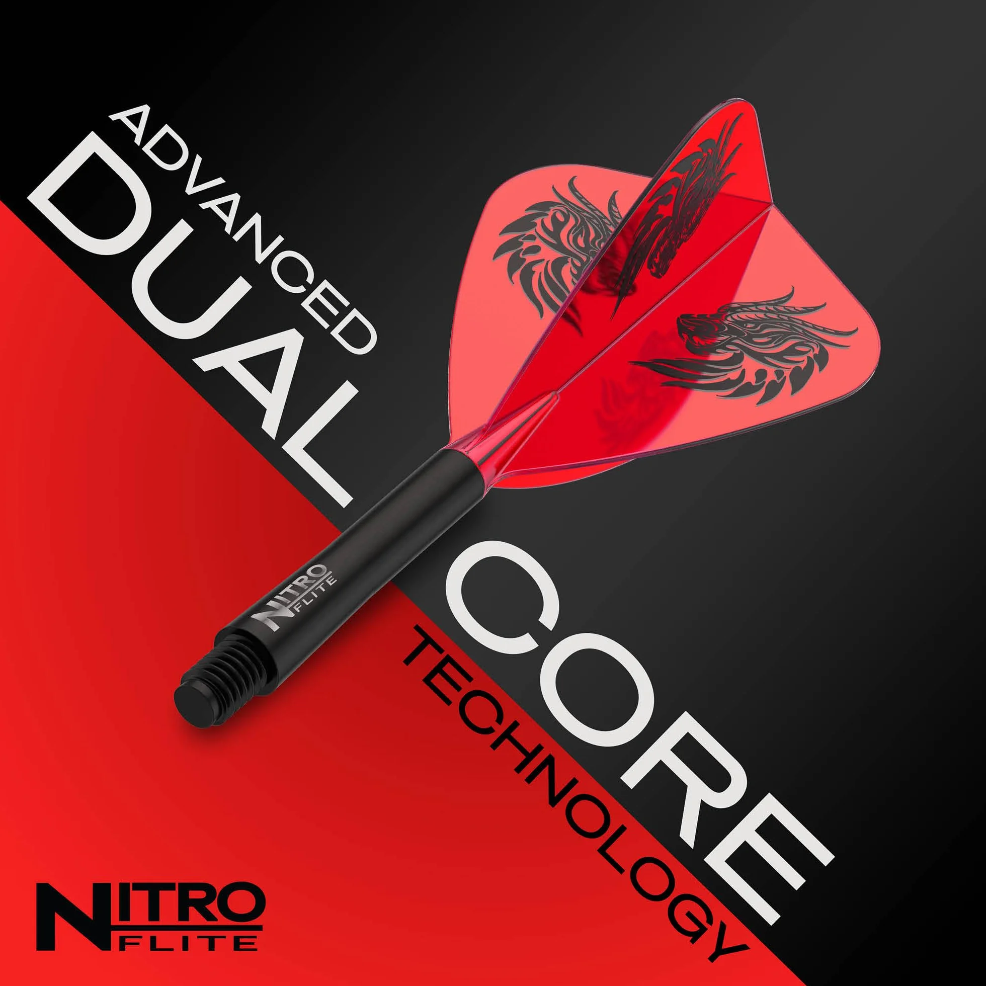 RED DRAGON Fléchettes Nitro Flite Système Flight & Shaft Intégré Jonny Clayton The Ferret Noir Orange Moyenne