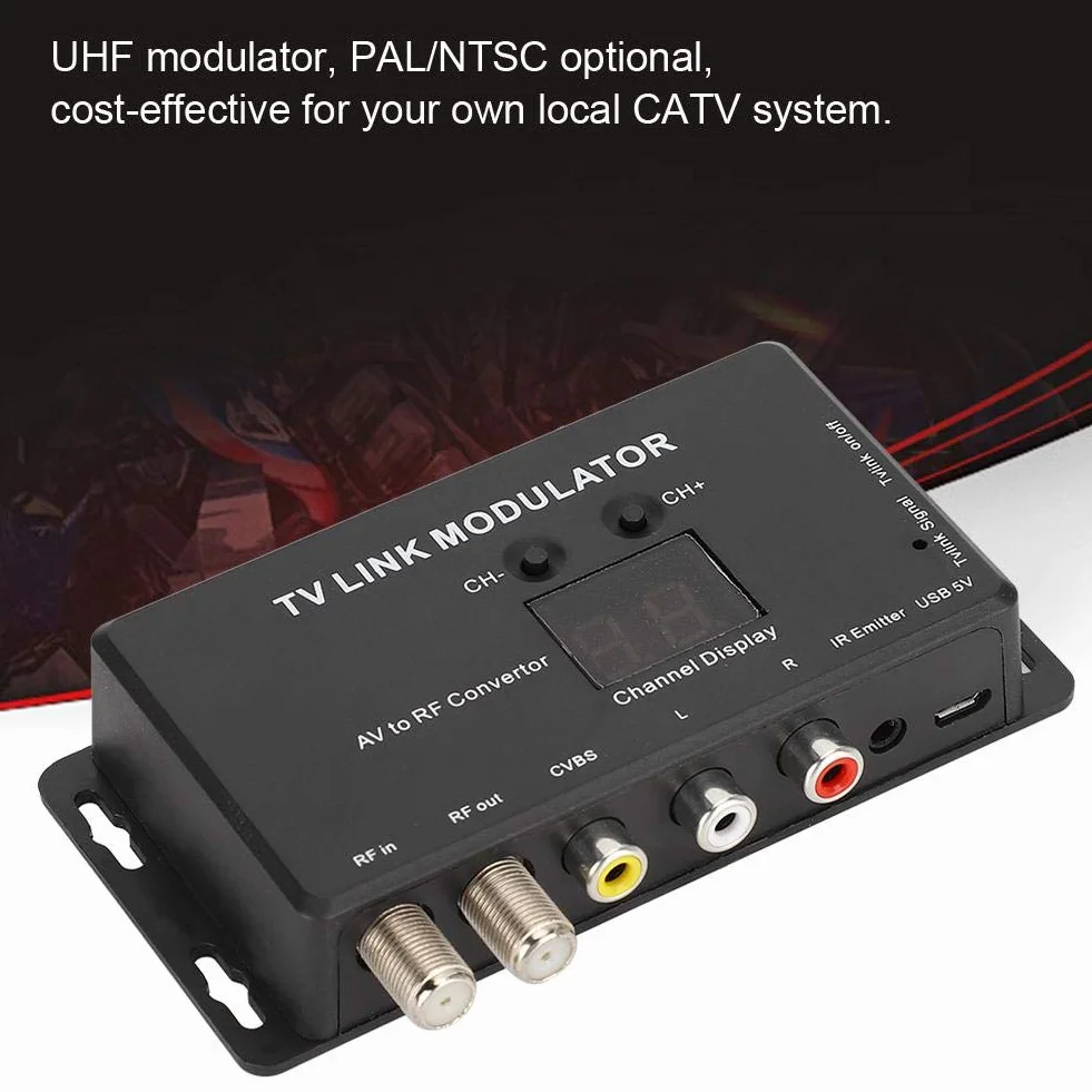 Modulateur IR Tm70 UHF TV Link Convertisseur AV vers RF Adaptateur d'extension IR avec Affichage de Canal