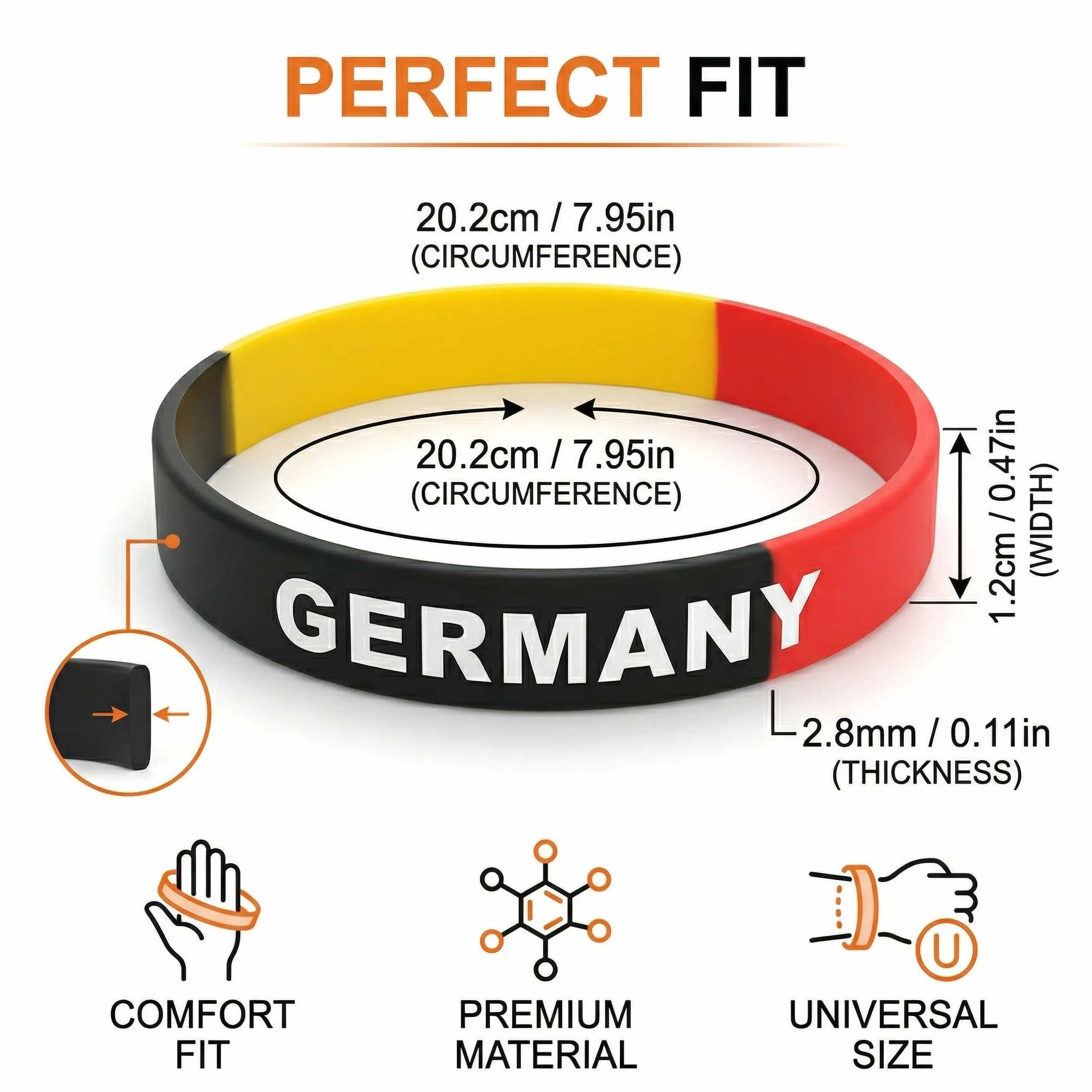 Bracelets en silicone Allemagne 2026 Coupe du monde supporter football sport souvenirs robustes durables