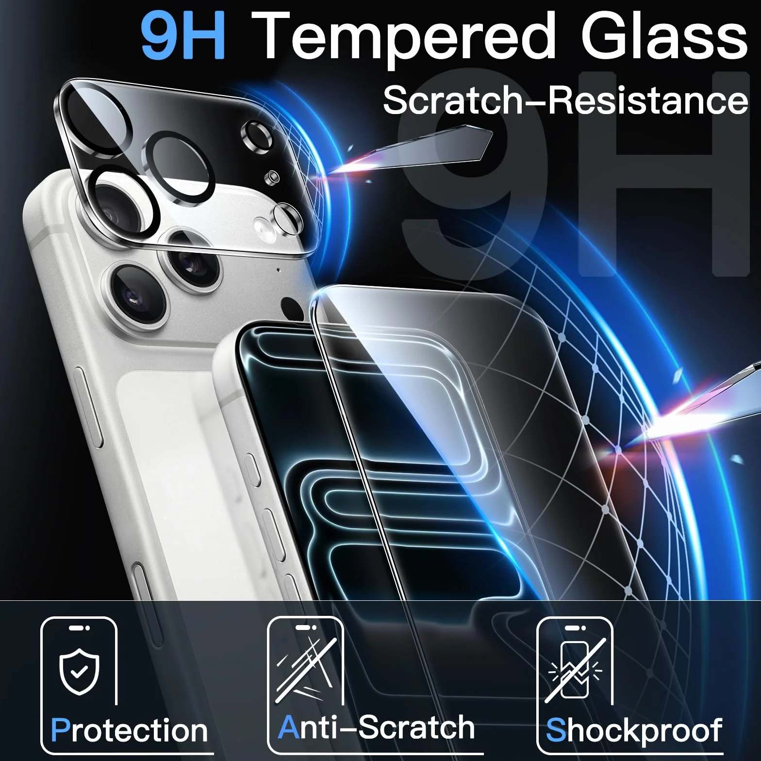 JETech Protection D'écran pour iPhone 17 Pro Max 6,9 Pouces avec Protecteur d'Objectif Caméra, Outil d'Installation Facile, un Film en Verre Trempé de Dureté 9H, HD Transparent, 2 Pièces Chacun