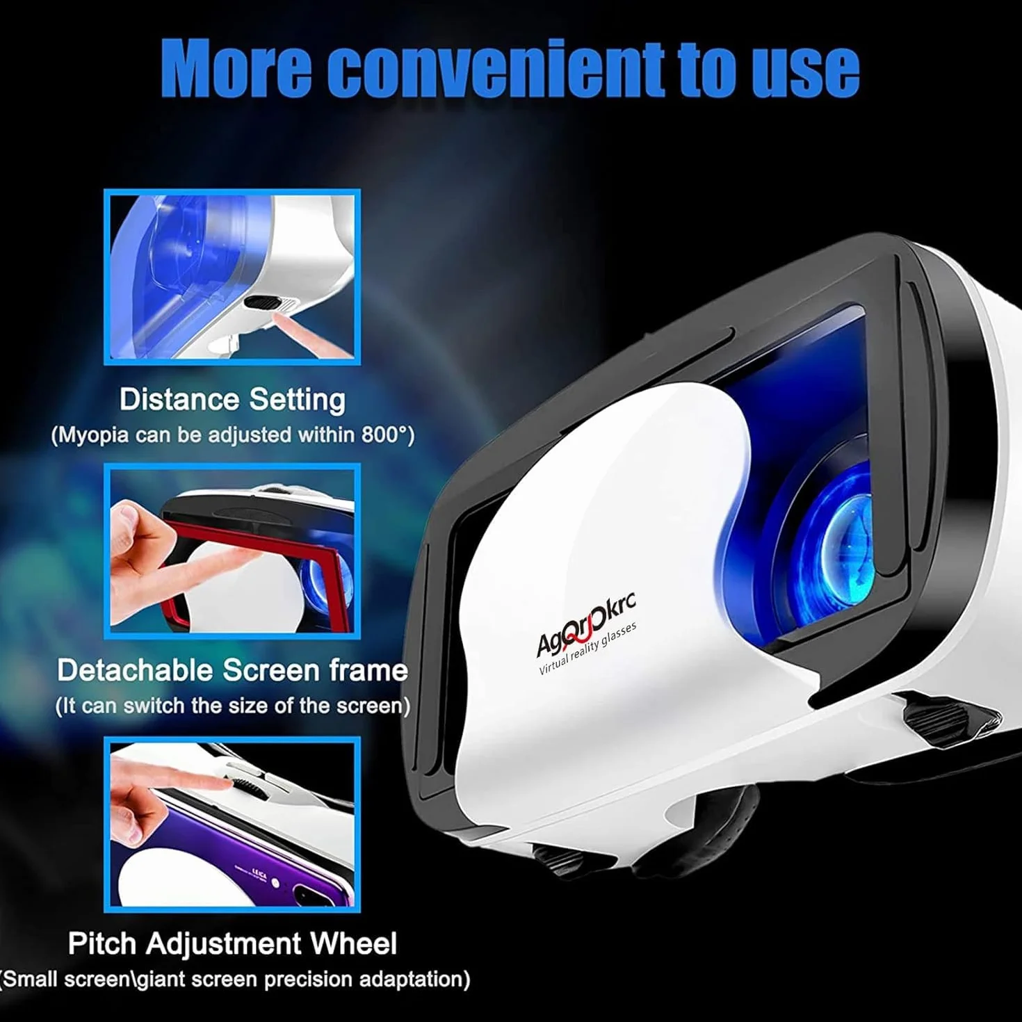 Casque VR 3D Réalité Virtuelle 2K HD Anti-Lumière Bleue Compatible Android iOS Blanche 15