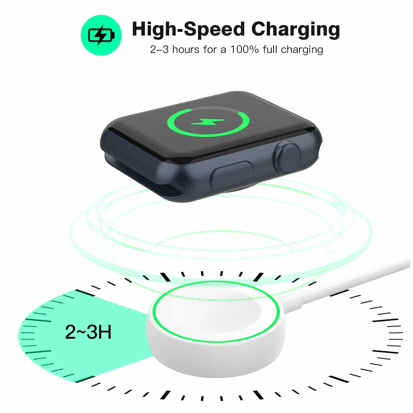 Chargeur Magnétique pour Apple Watch Series 11/10/9/8/7/6/5/4/3/SE/Ultra, Station de Chargement Rapide, Interface USB, Câble de Charge Magnétique sans Fil de 1m- Blanc