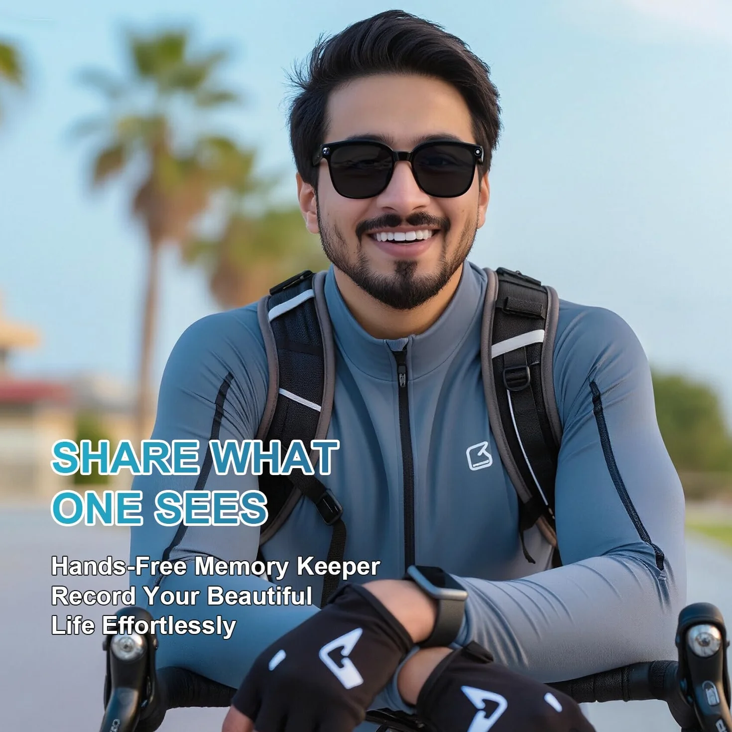Lunettes AI Smart Camera - Vidéo HD 1080p, Photo, Traduction vocale : avec Verres de Protection Solaire/lumière Bleue interchangeables, Utilisation en extérieur, randonnées à vélo, randonnée