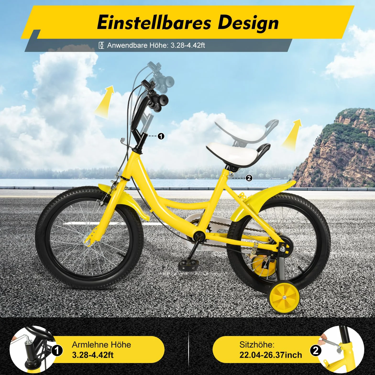 Vélo enfant 30,5 cm roues stabilisatrices hauteur réglable 6 cm bleu garçons 2-4 ans 85-105 cm