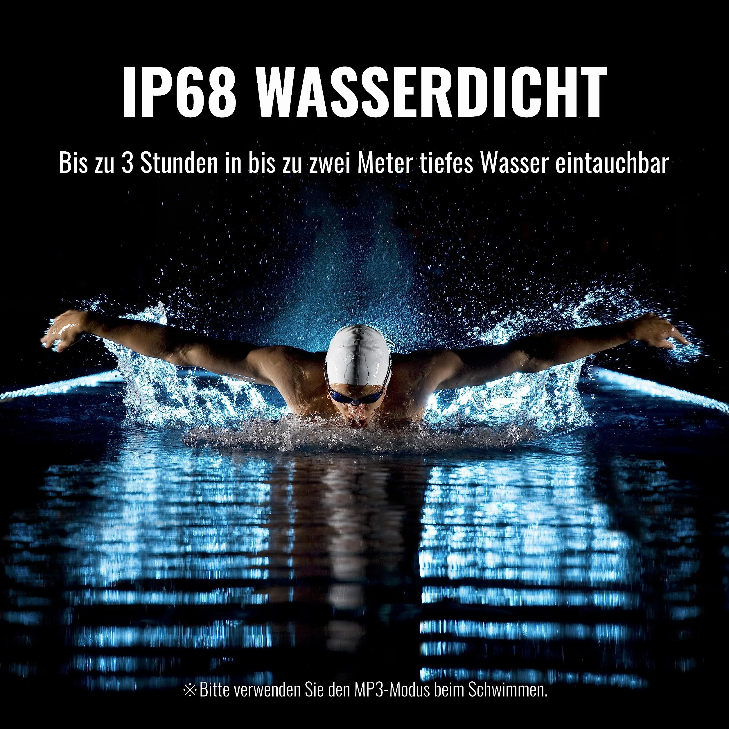 Casque de Natation sans Fil Bluetooth 5.3 IP68 32 Go MP3 Noir