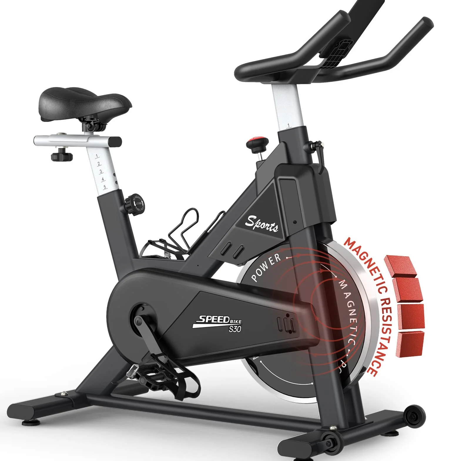 PASYOU Vélo d'Appartement Magnétique à Entraînement Par Courroie avec Affichage RPM et Support Ipad, 150 kg