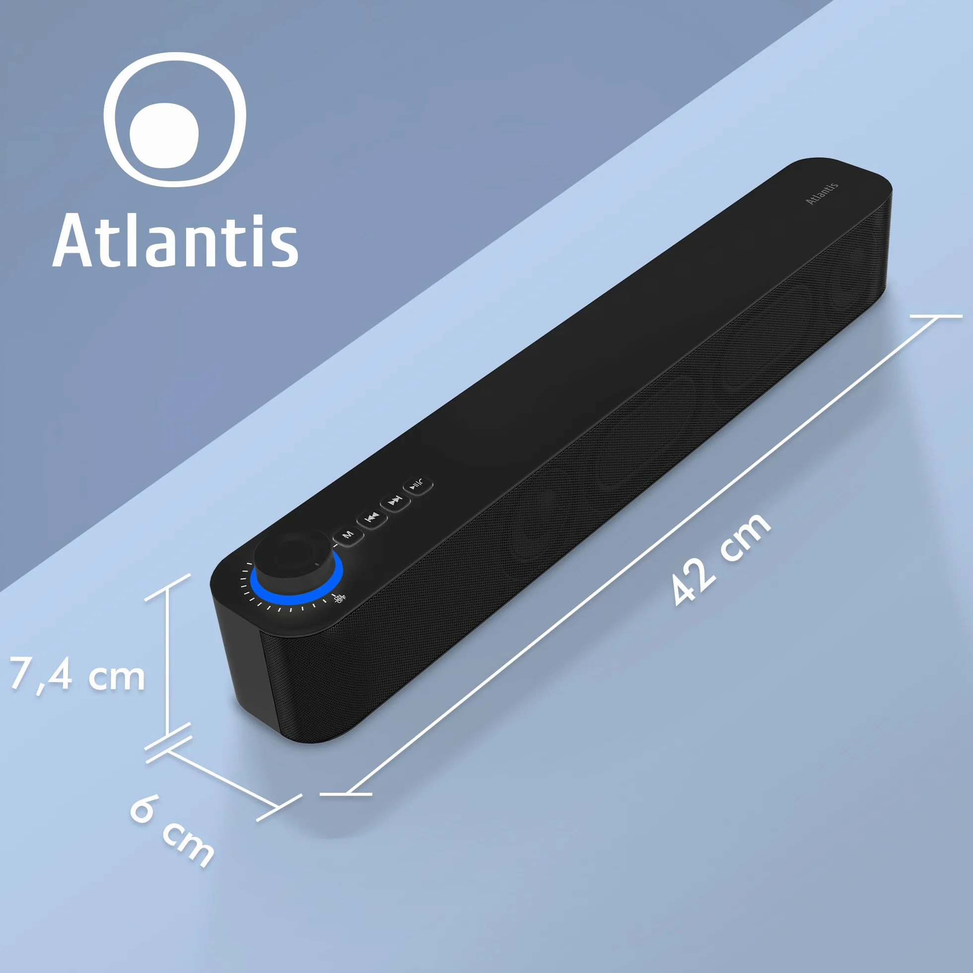 ATLANTIS Soundbar PC 20 W Bluetooth 5.3 Radio FM Noir 420 x 60 x 74 mm