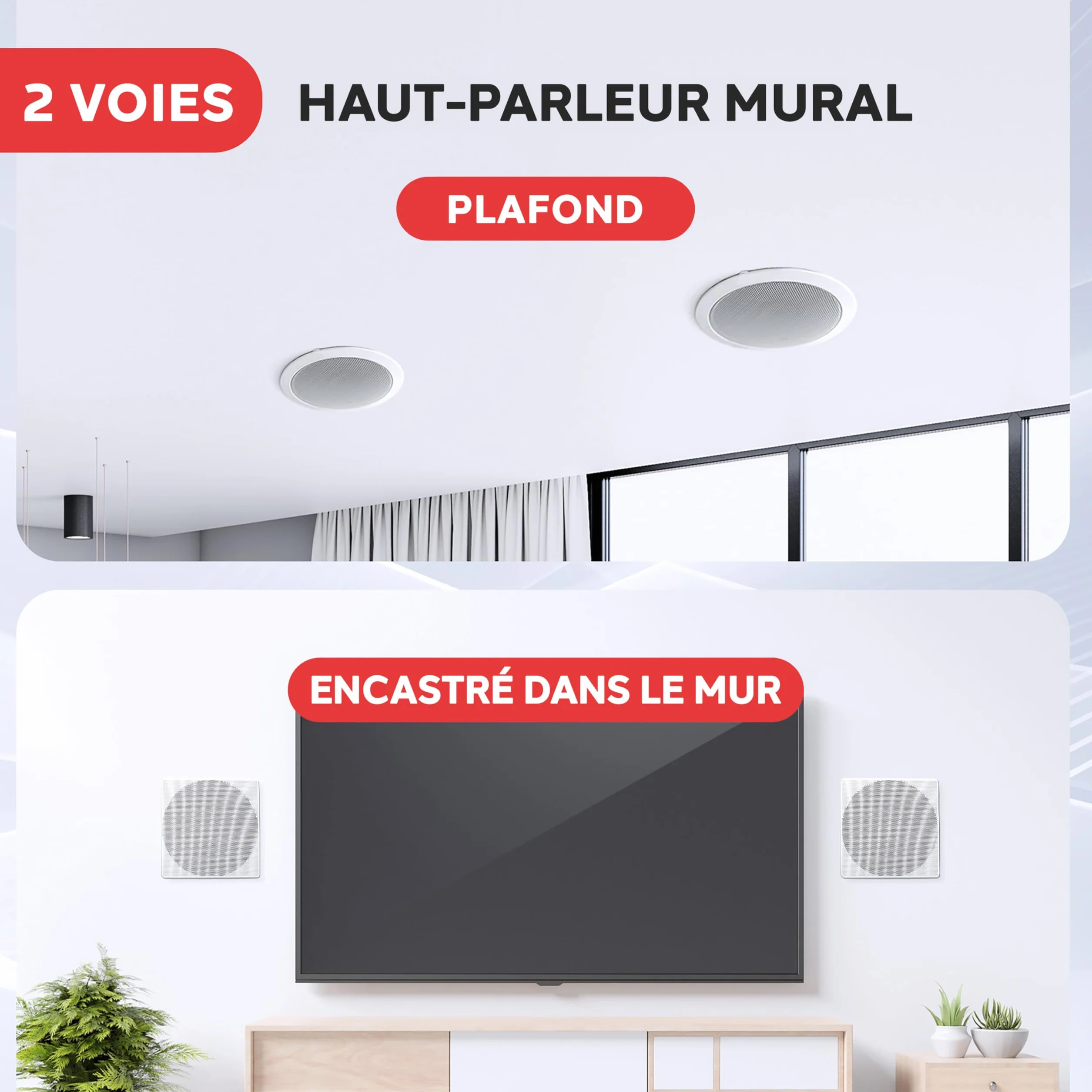 Pyle Enceinte Plafond Murale 20,3 cm Paire Stéréo 2 Voies Gamme Complète Encastrable