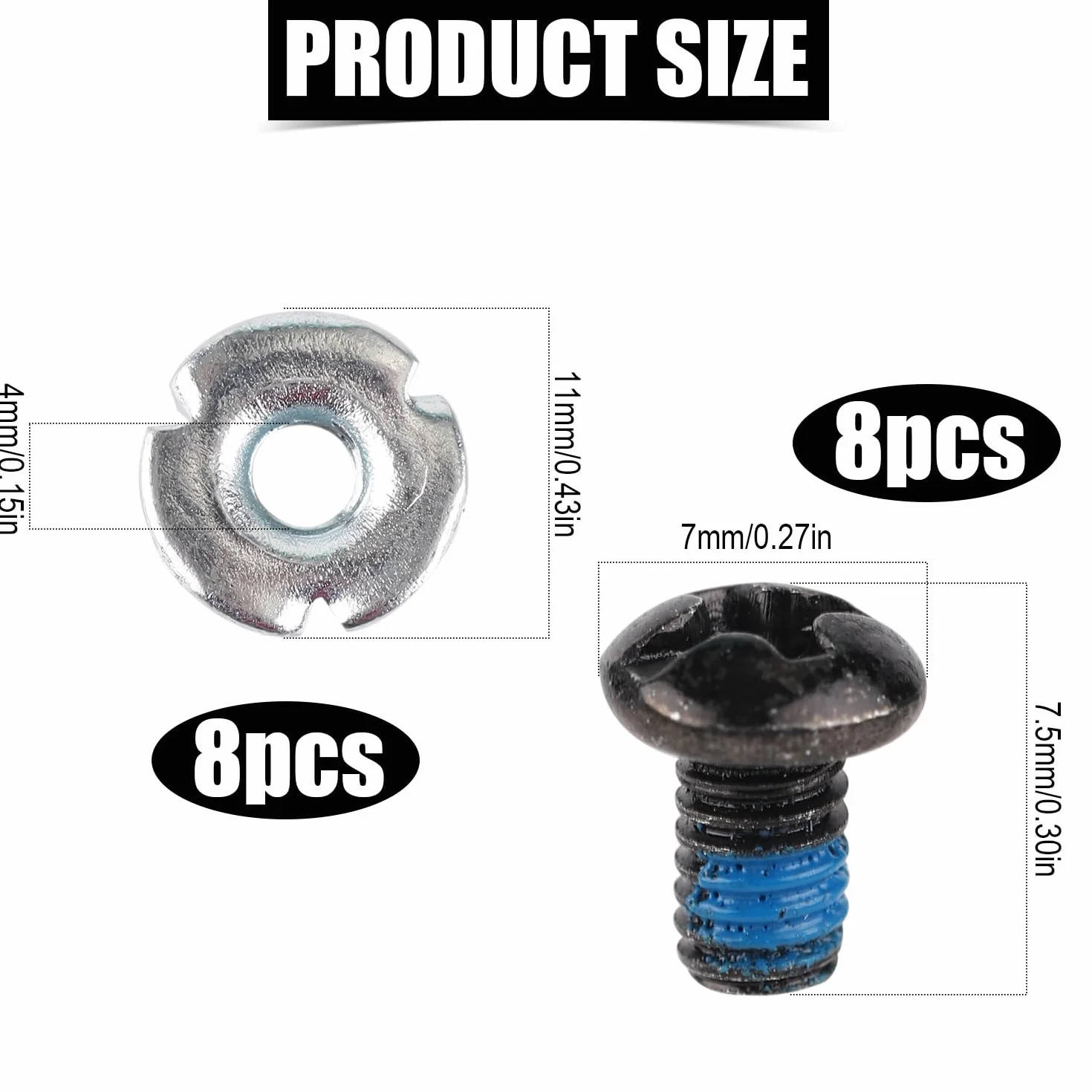 PEUTIER Vis Fixation Snowboard M4x7,5mm Métal 16pcs