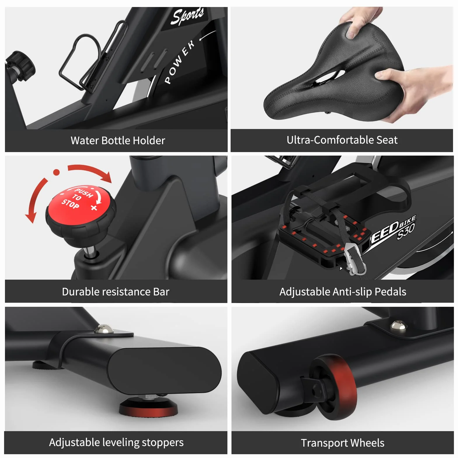 PASYOU Vélo d'Appartement Magnétique à Entraînement Par Courroie avec Affichage RPM et Support Ipad, 150 kg