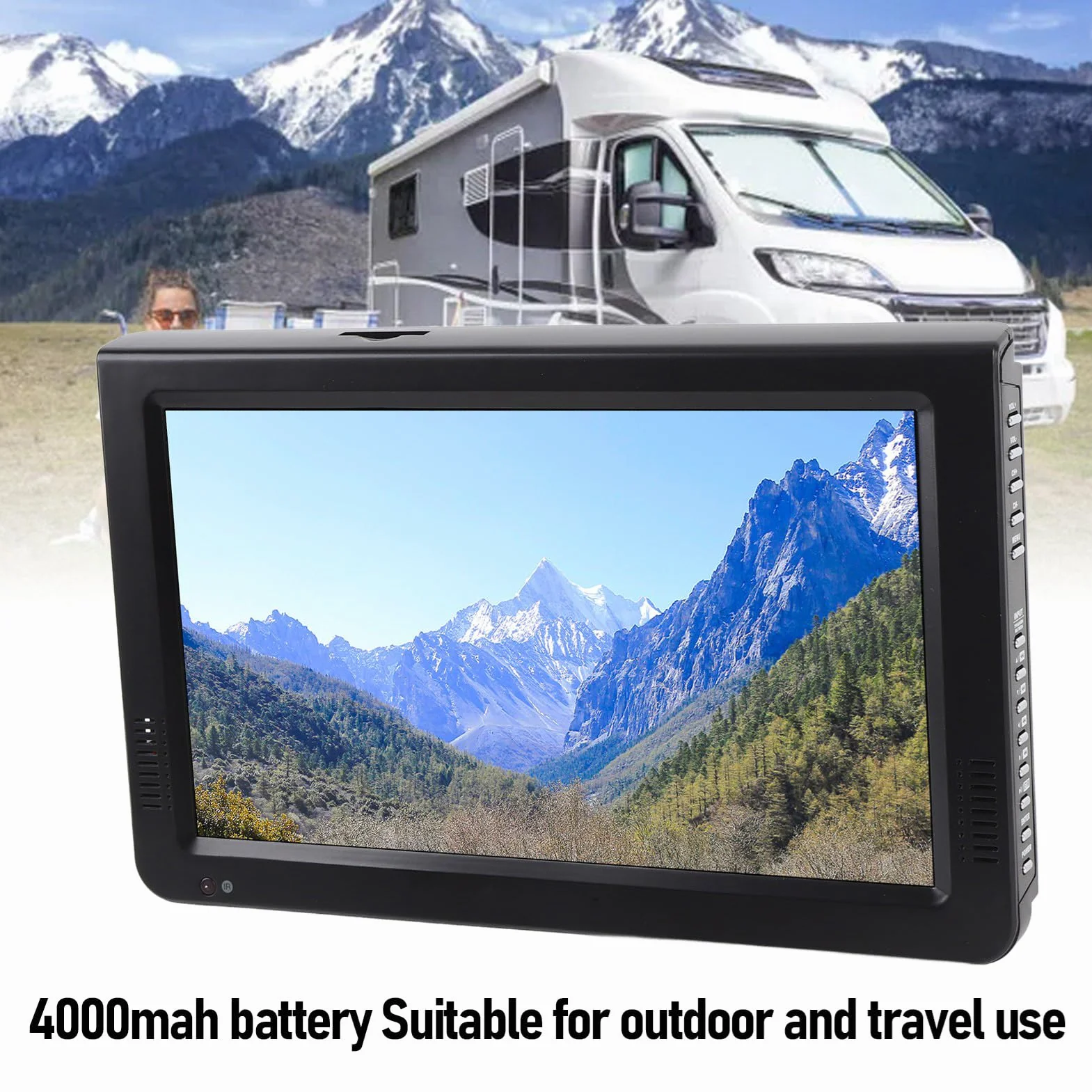 TV Numérique Portable de 10 Pouces, Petit Téléviseur avec Affichage LED HD, Tuner ATV/Numérique, Batterie 4000mAh et Prise en Charge de la Carte USB/SD pour Une Utilisation