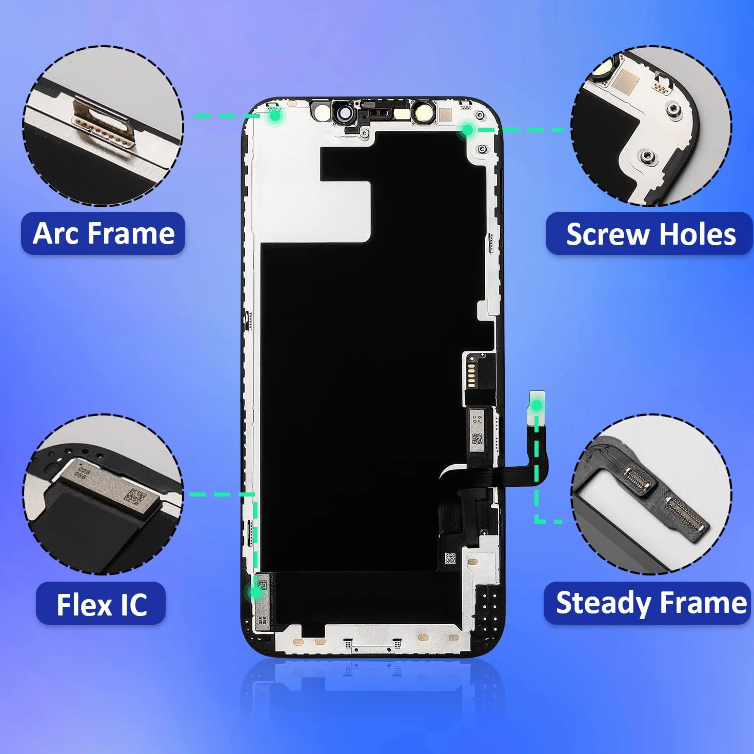 Brinonac Écran pour iPhone 12/12 Pro, 6,1" LCD Retina Full HD Tactile Digitizer Remplacement Assemblage avec Outils de Réparation