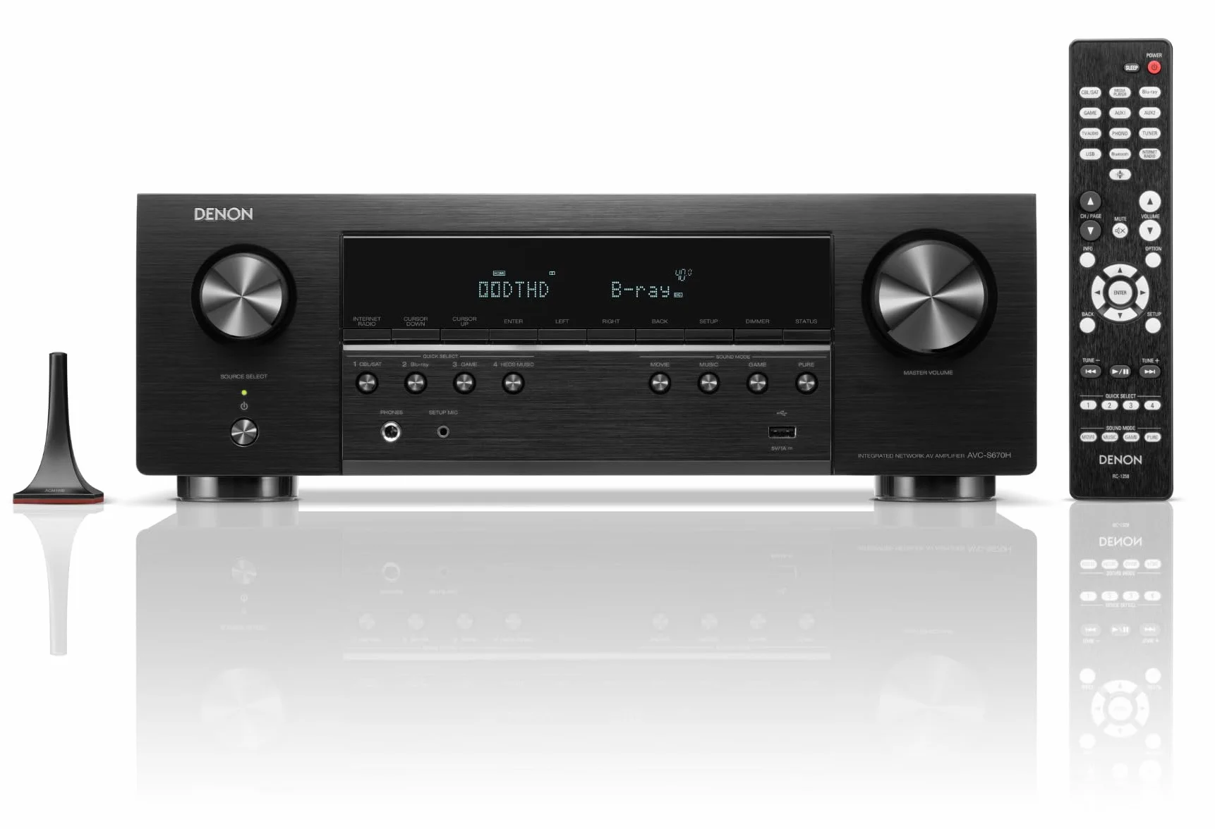 Denon AVC-S670H Amplificateur AV Home Cinéma 5.2 Canaux, 140W, Son Surround Haute Définition, HDMI 8K, HEOS Built-in, Wi-FI, Bluetooth, AirPlay 2, Compatible Alexa - Noir