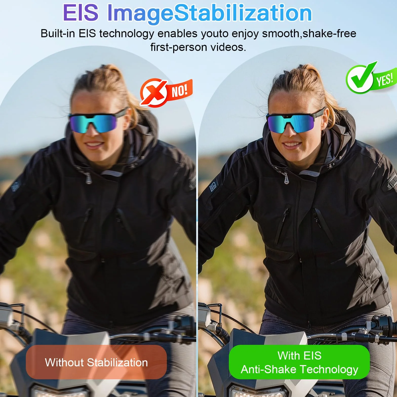 Lunettes Caméra Sport, Caméra 8 MP, Haut-Parleurs Ouverts, Verres Anti-éblouissants, Lunettes Connectées avec Vidéo, Photo et Détection IA d’Objets, AI Smart Glasses Pour Cyclisme, VTT, Randonnée