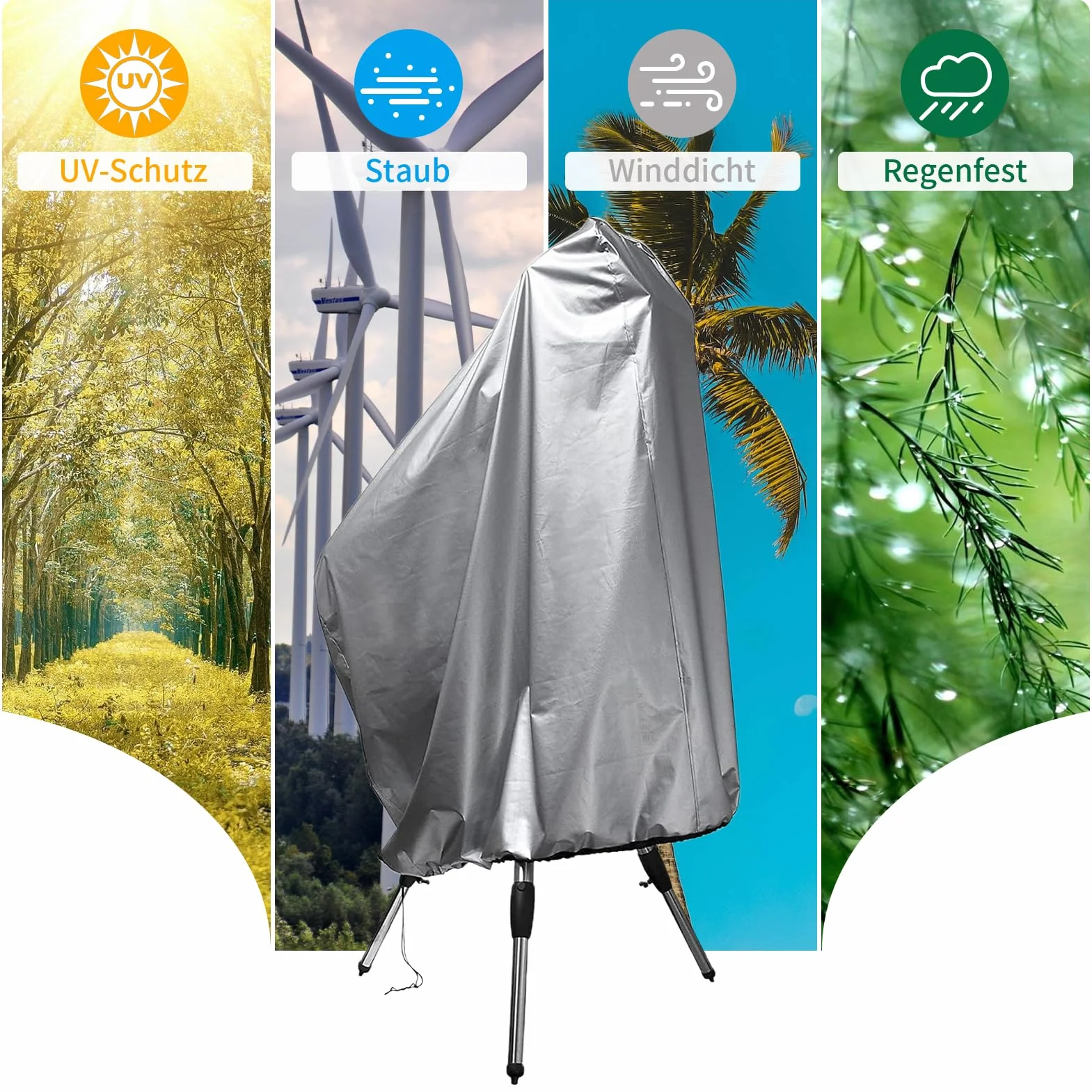 Housse de Protection pour Télescope Imperméable Anti-Poussière Anti-UV 420D Tissu Oxford 160x120cm Argent