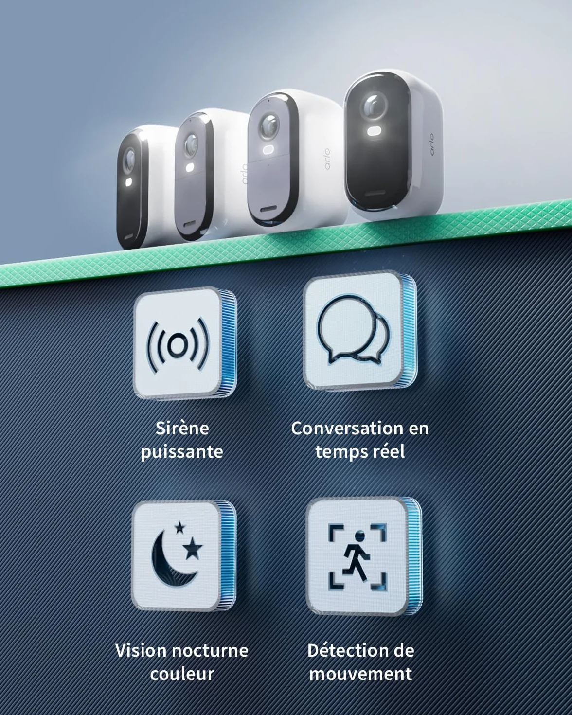 ARLO Essential 2 FHD, Caméra de Surveillance WiFi Extérieure sans Fil, Détection par IA, Vision Nocturne Couleur, Audio bidirectionnel, Compatible avec Alexa, Essai Secure Inclus, 2 Caméras