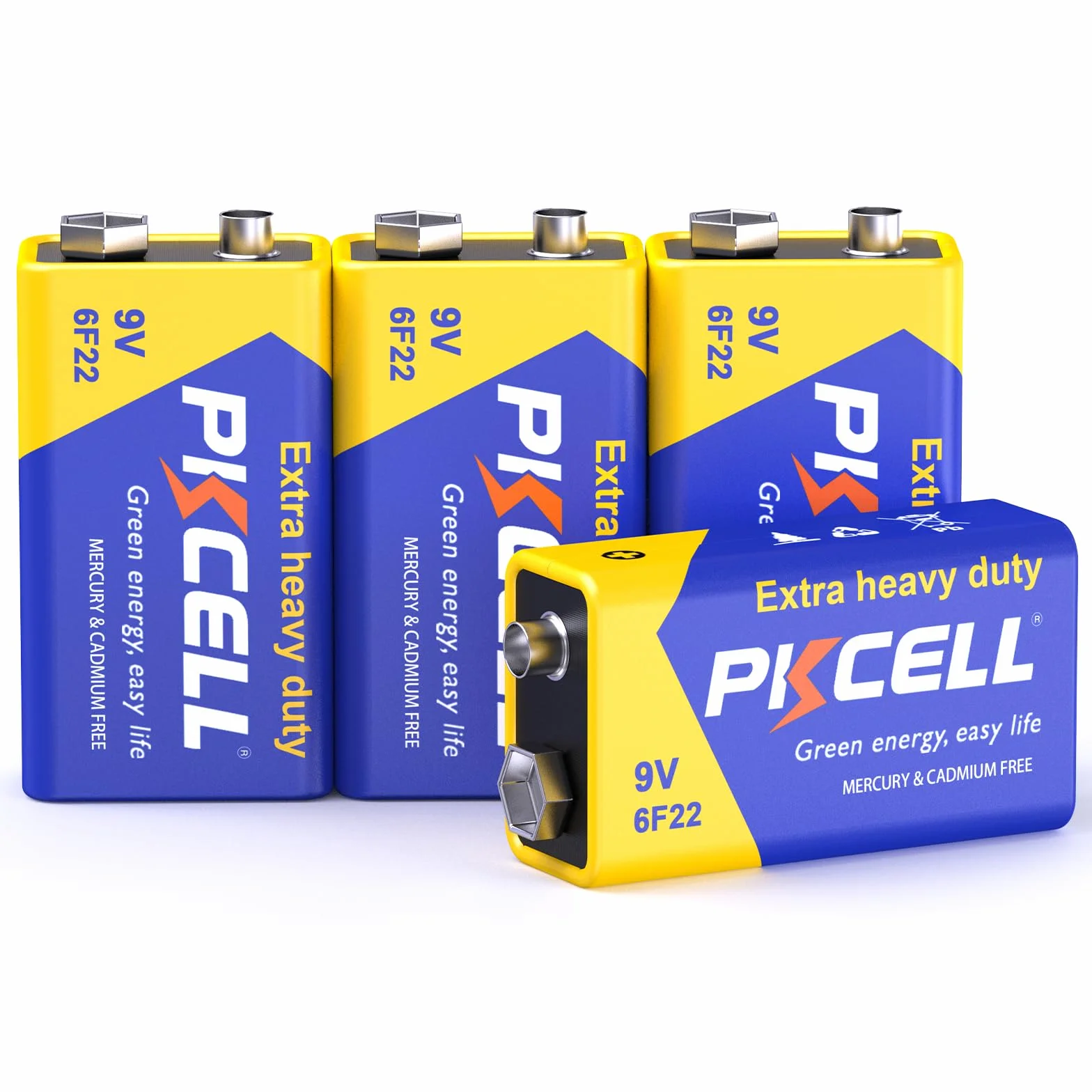 PKCELL Pile 9V 6F22 Carré Haute Performance 4 Pièces