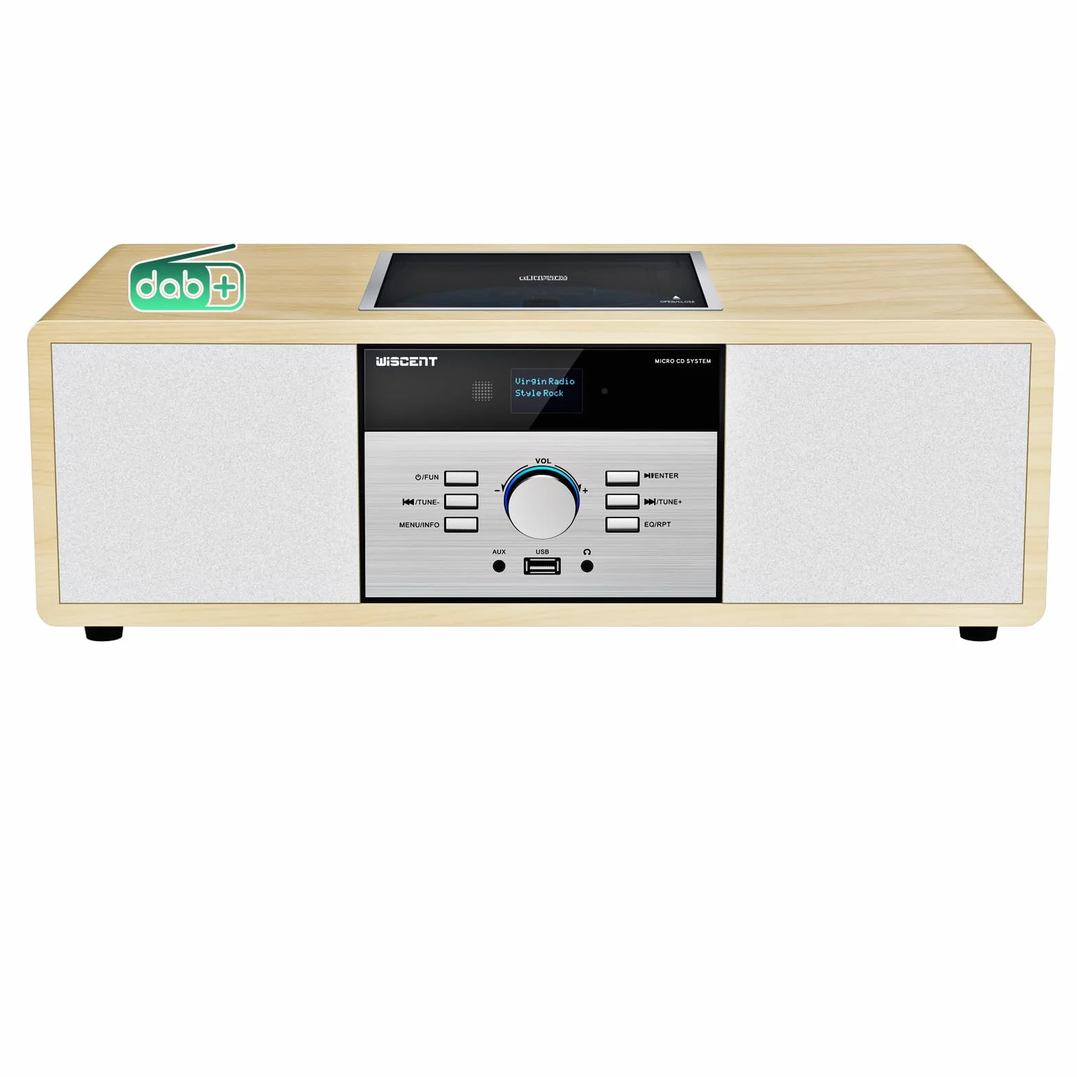 Chaine Hi-Fi Radio DAB+ Lecteur CD Bluetooth FM USB 30W Télécommande Design Rétro