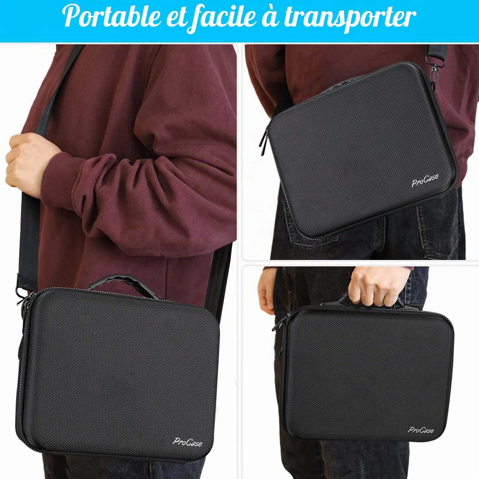 ProCase Étui Sac pour DJI Mini 4K/ Mini 2/ Mini 2 Fly/Mini 2 SE, Housse de Protection Étanche, Drone Sac de Voyage Coquille Dure pour DJI Mini 4K Accessiores -Noir