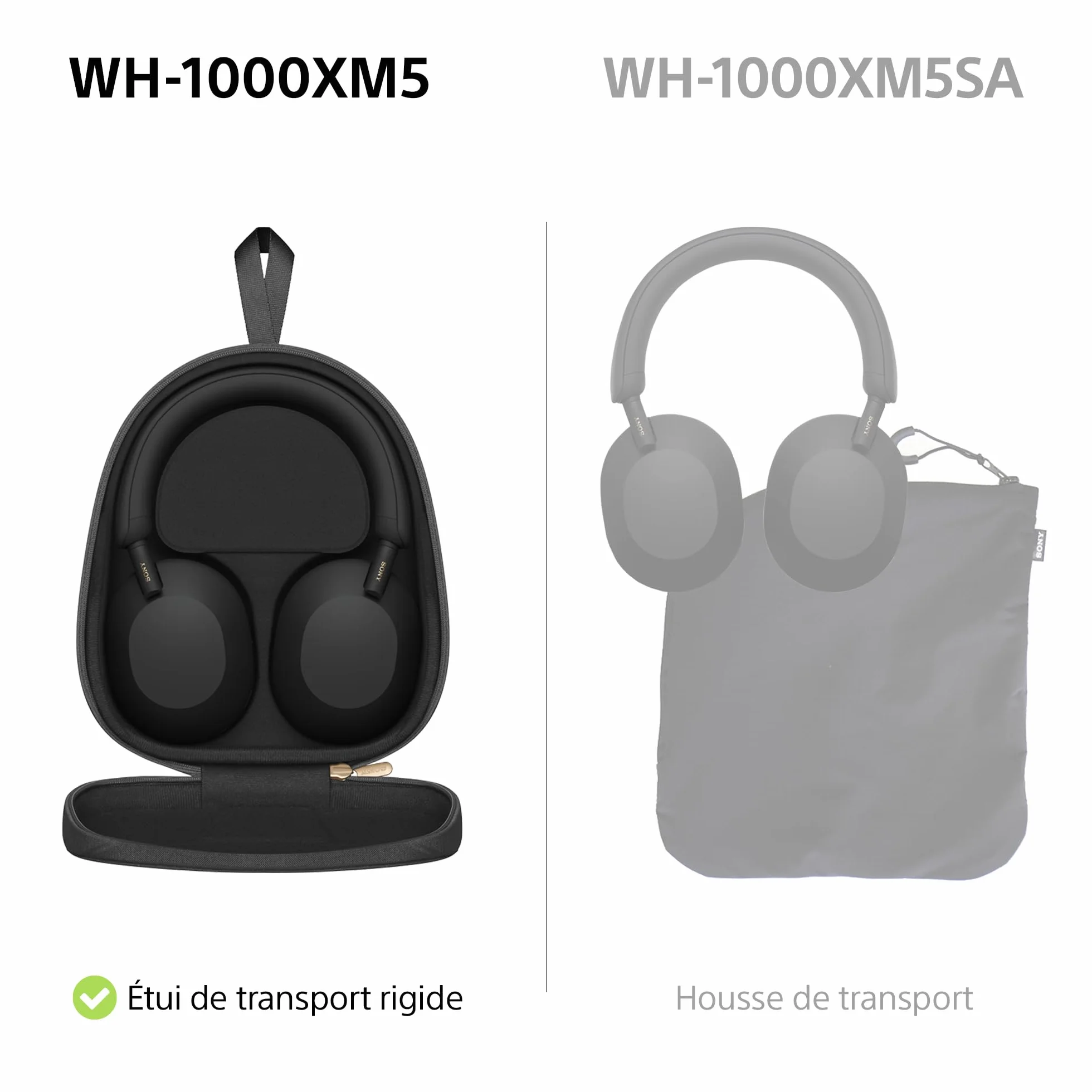 Sony WH-1000XM5 - Étui Rigide, Casque sans Fil Haut de Gamme à réduction de Bruit, Bluetooth, qualité d'appel Claire, Audio Hi Res, 30h d'autonomie, étui Rigide, iOS et Android - Noir