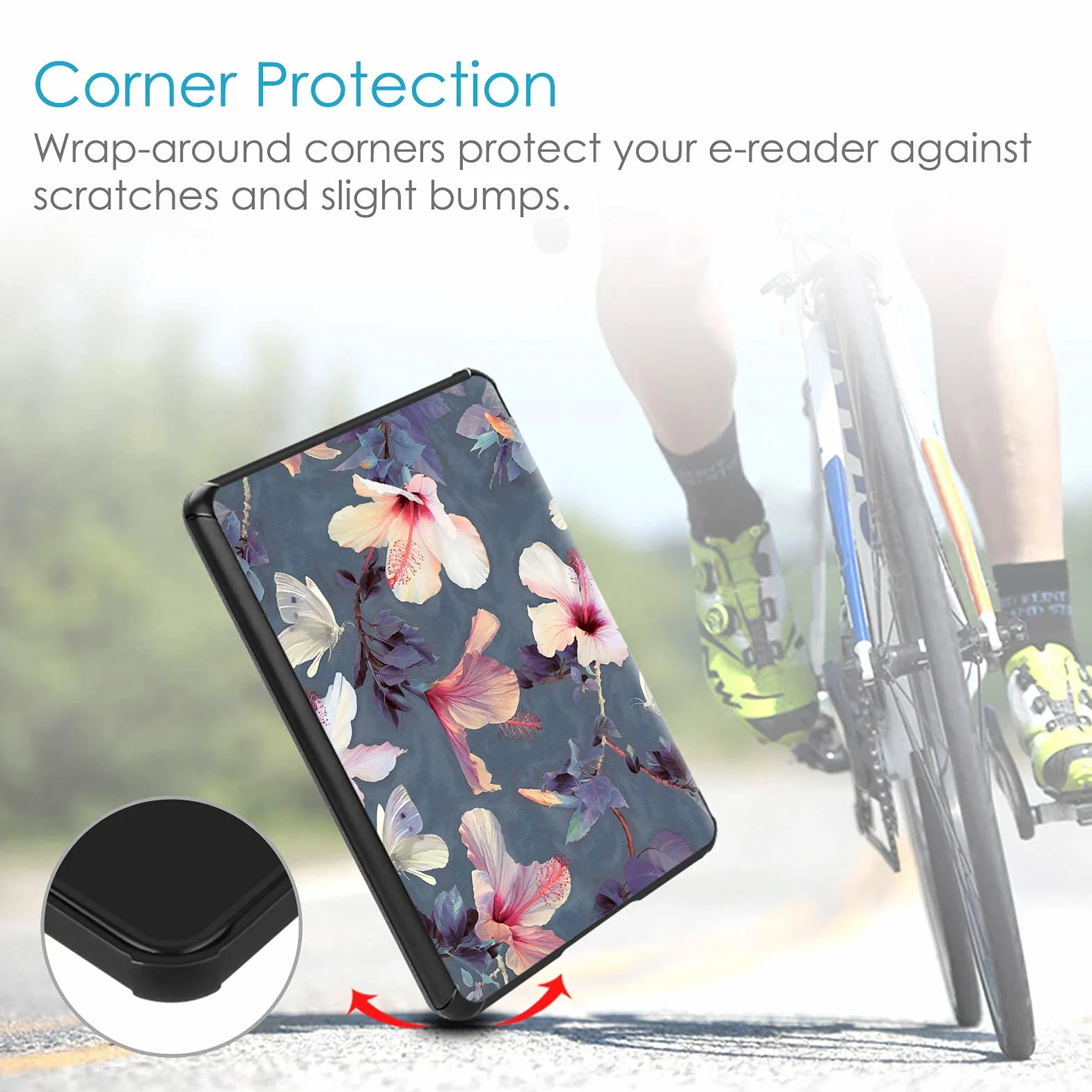 FINTIE Étui pour 6" Kindle Paperwhite 10ème Génération 2018 (Numéro de modèle: PQ94WIF) - Coque Léger avec Auto Réveil/Veille (n'est Pas pour 6" Kindle 10e Gén 2019 J9G29R), Hibiscus Fleurs