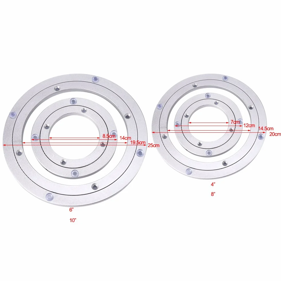Plateau Tournant en Alliage d'Aluminium Lourd pour Décoration de Gâteaux et Support TV - Plateau Pivotant avec Roulement à Billes, Installation Facile, Diamètre 10 Pouces