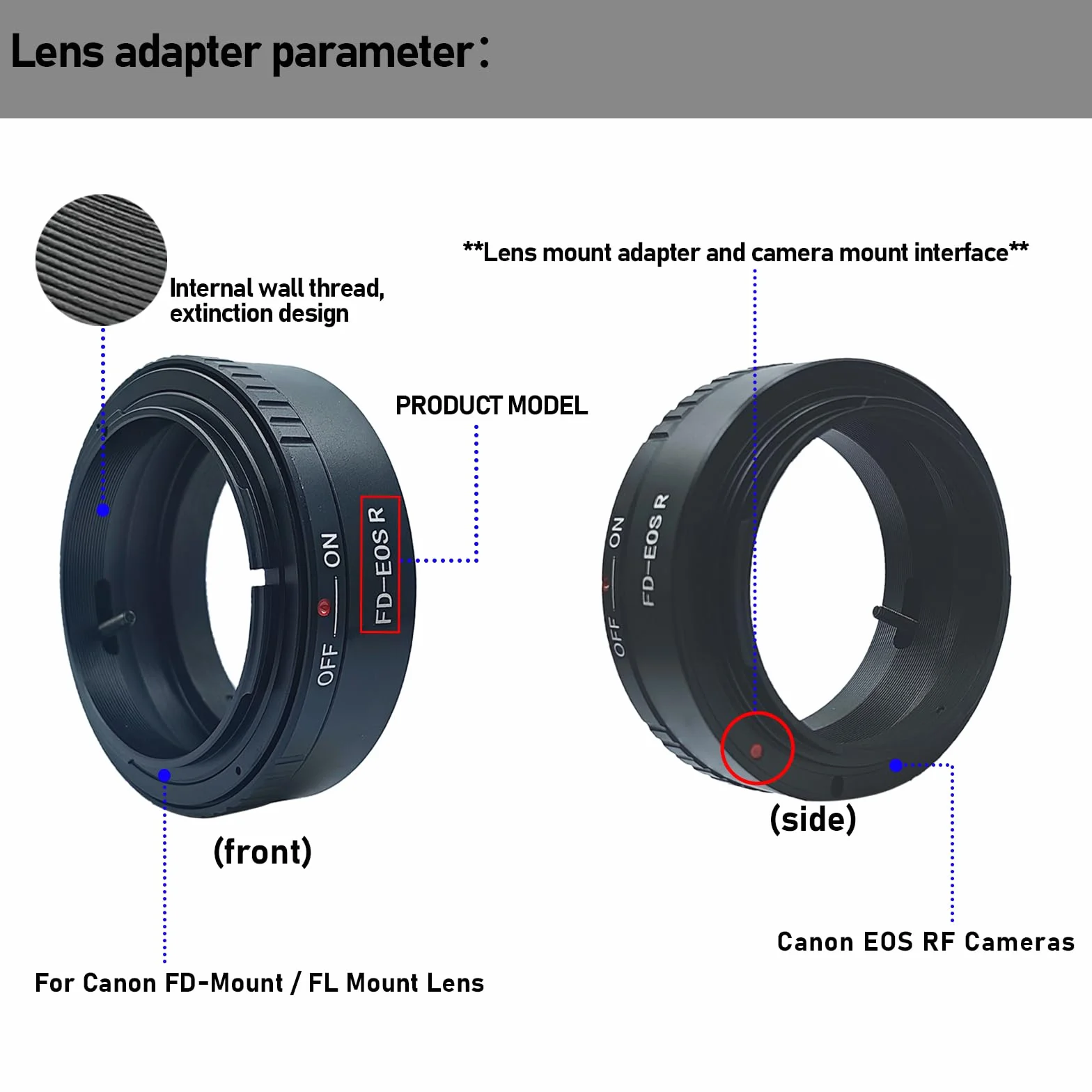 FD-EF R Bague d'adaptation pour Objectif FD/FL Compatible avec Appareil Photo EF R-Mount EF RF RP, FD to EFS R