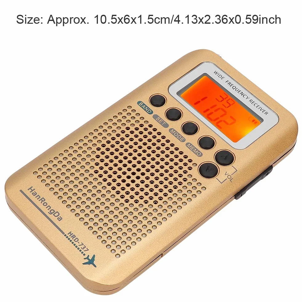 Radio VHF Airband Récepteur Toutes Bandes pour aéronefs Multifonctions avec écran LCD 1 Pouce Air/FM/AM/SW/VHF/CB