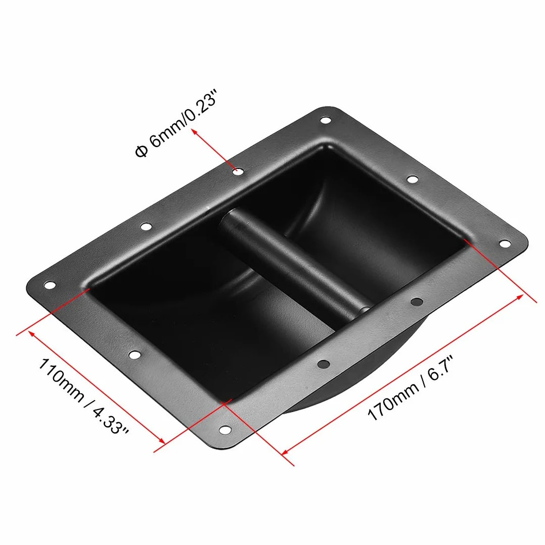 sourcing map Poignée Haut-Parleur Encastrée Support Préhension Style Poche Haut-Parleur Remplacement pour Armoire Audio Poignées en Métal Noir