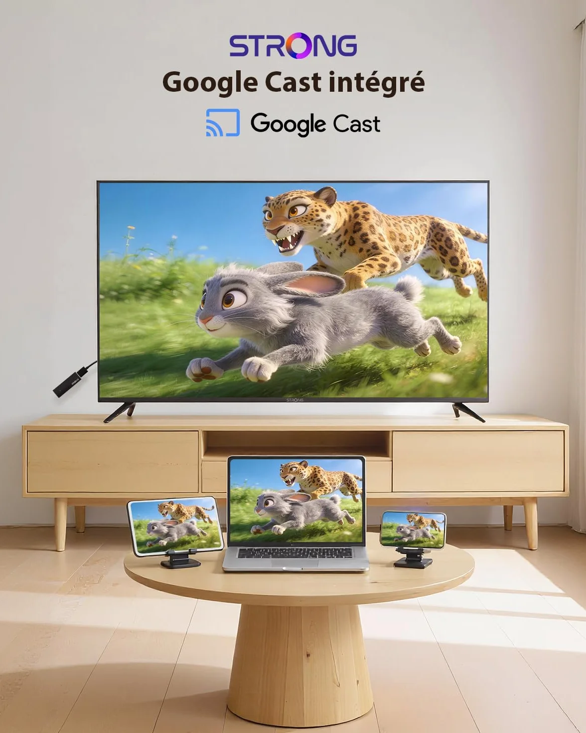 STRONG Leap-UNA+ FHD TV Stick Android 14, 8 Go Stockage, HDR10+, Bluetooth 5, Commande Vocale