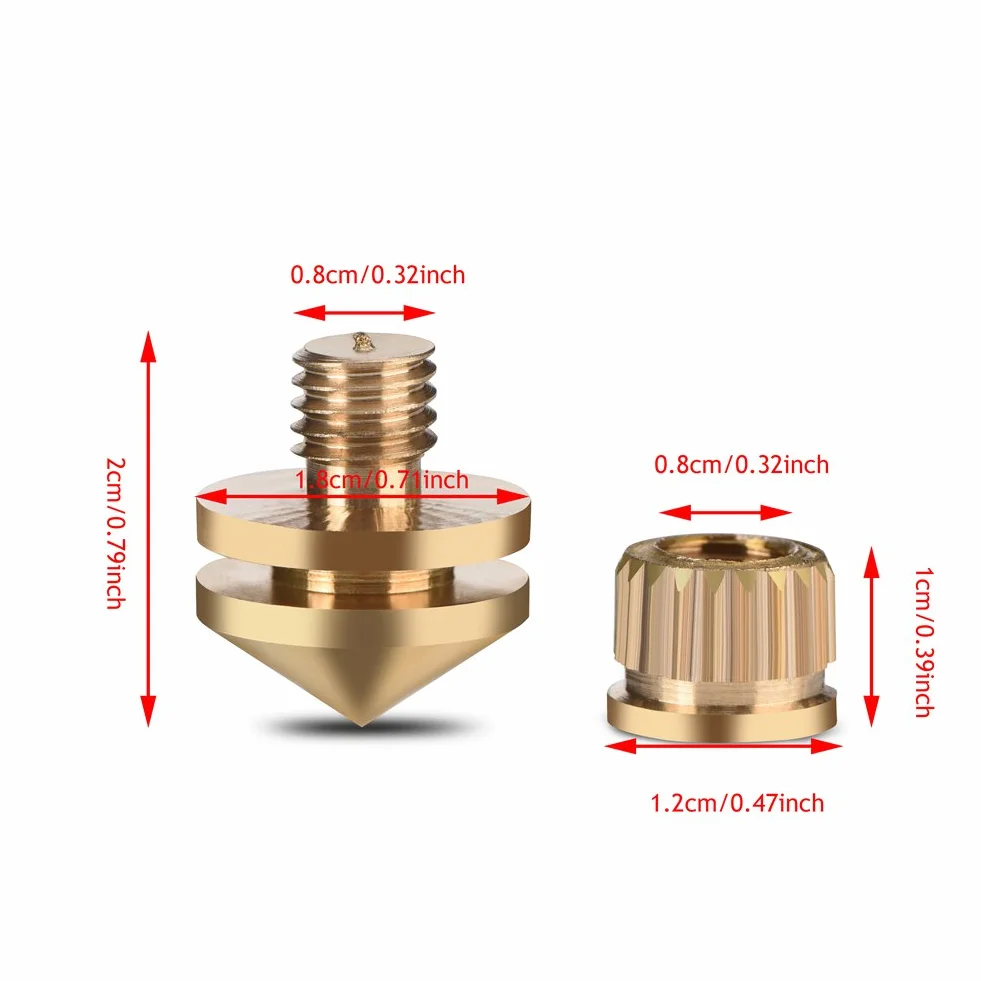 VBESTLIFE 8 pièces en Laiton Pointes de Haut-Parleur, Pointes de Boxe de Choc pour l'amplificateur de Haut-Parleur d'équipement HiFi