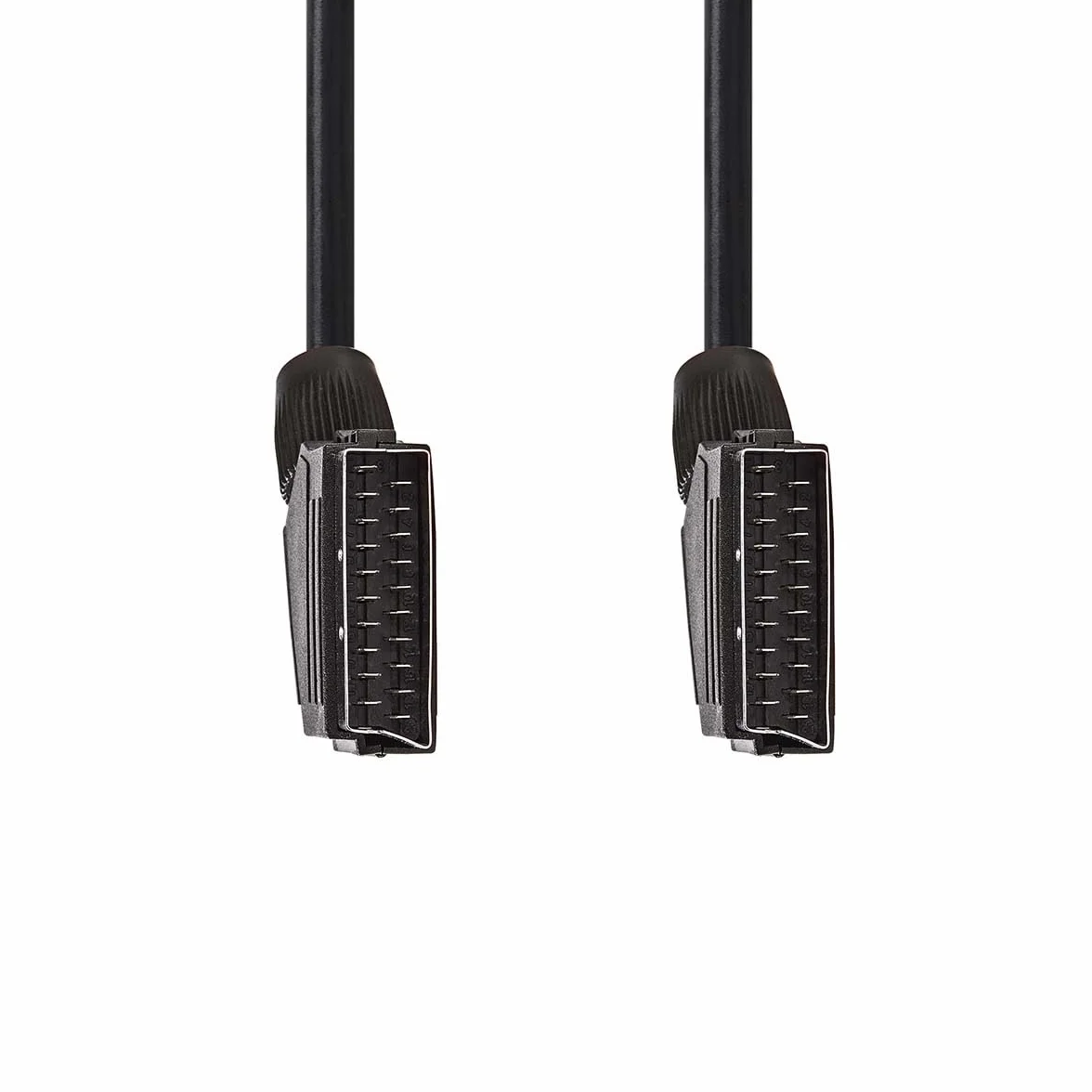 Nedis Câble péritel - Fiche péritel - Fiche péritel - Nickelé - 480p - 1,50 m - Rond - PVC - Noir - Étiquette