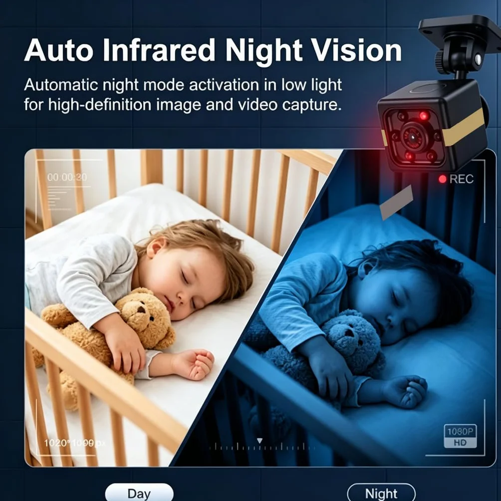 Mini Caméra Espion sans Fil 1080P, Micro Camera de Surveillance Spy Cam Discrète Invisible avec Détection de Mouvement et Vision Nocturne, Camera Cachée pour Maison, sans Internet Noir