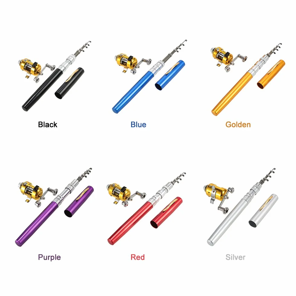 Lixada Stylo Télescopique Canne à Pêche Combo Set Mini Portable avec Bobine Alliage d'aluminium Ligne