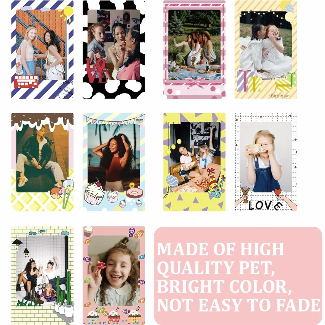 30 Pièces Autocollants Bordure et Cadres Colorés pour Fujifilm Instax Mini