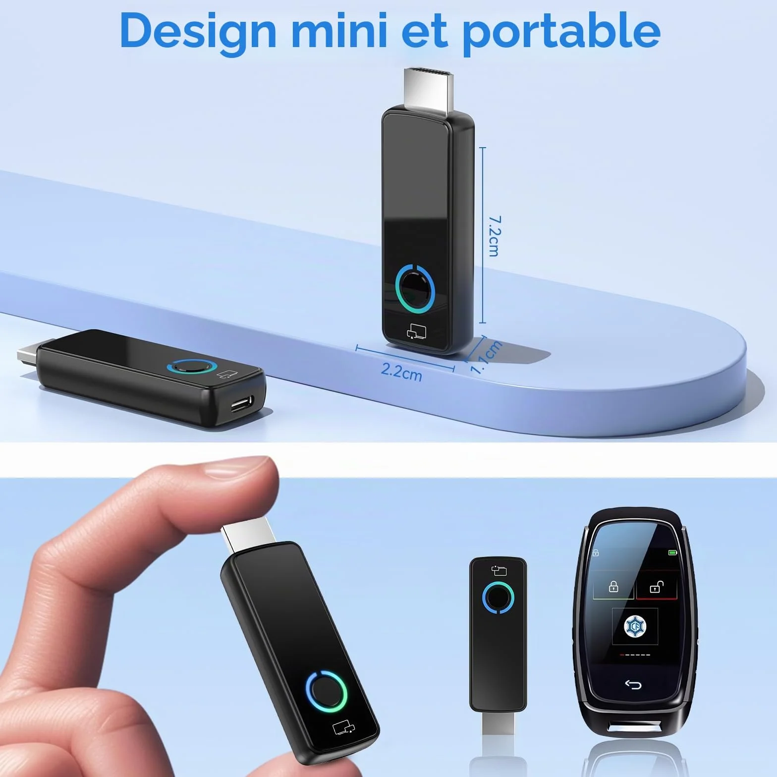 Adaptateur HDMI sans Fil,Dongle WiFi Miracast/Airplay/Screen Mirroring pour TV, projecteur, Moniteur – Compatible iOS/Android/Windows – Plug & Play (W3401)