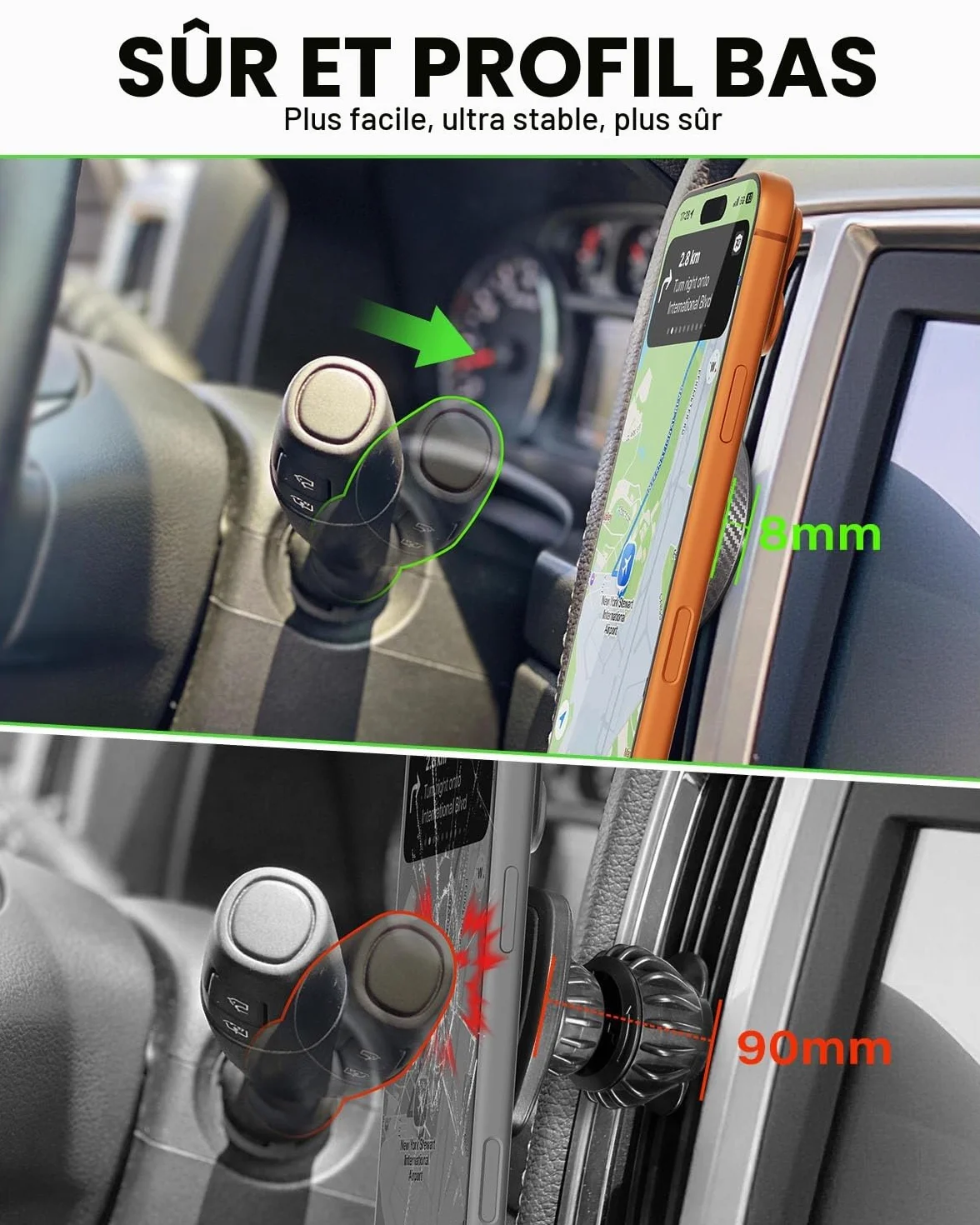 A2C Support de téléphone Portable pour Grille d'aération de Voiture Magsafe 17 x N54 magnétique et Ultra Stable - Support magnétique Universel pour Grille d'aération de Voiture - pour iPhone, Samsung
