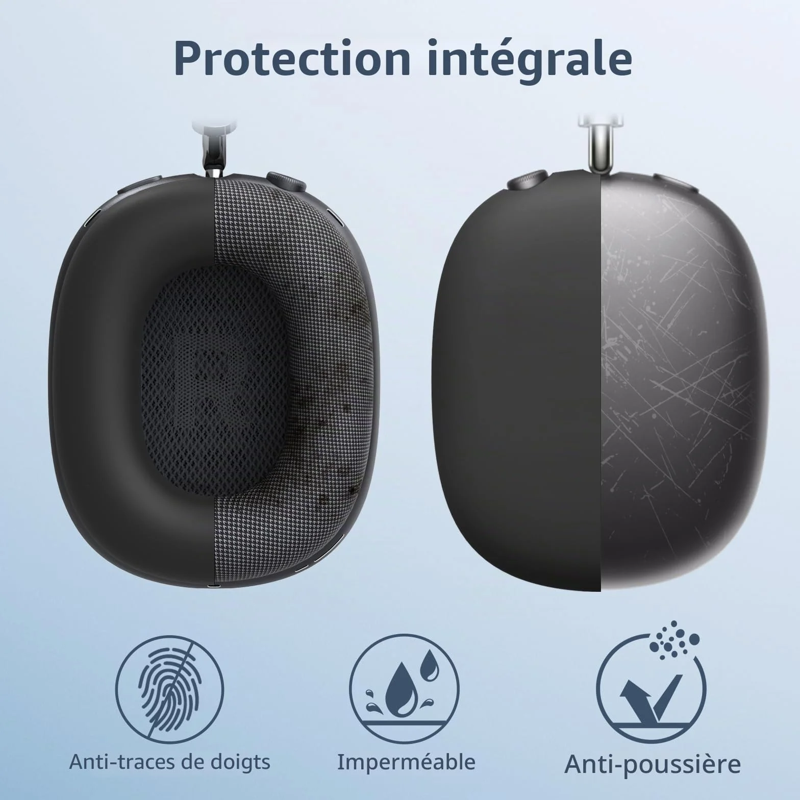 FINTIE Étui Silicone Souple pour AirPods Max 2 2026 et AirPods Max, Noir