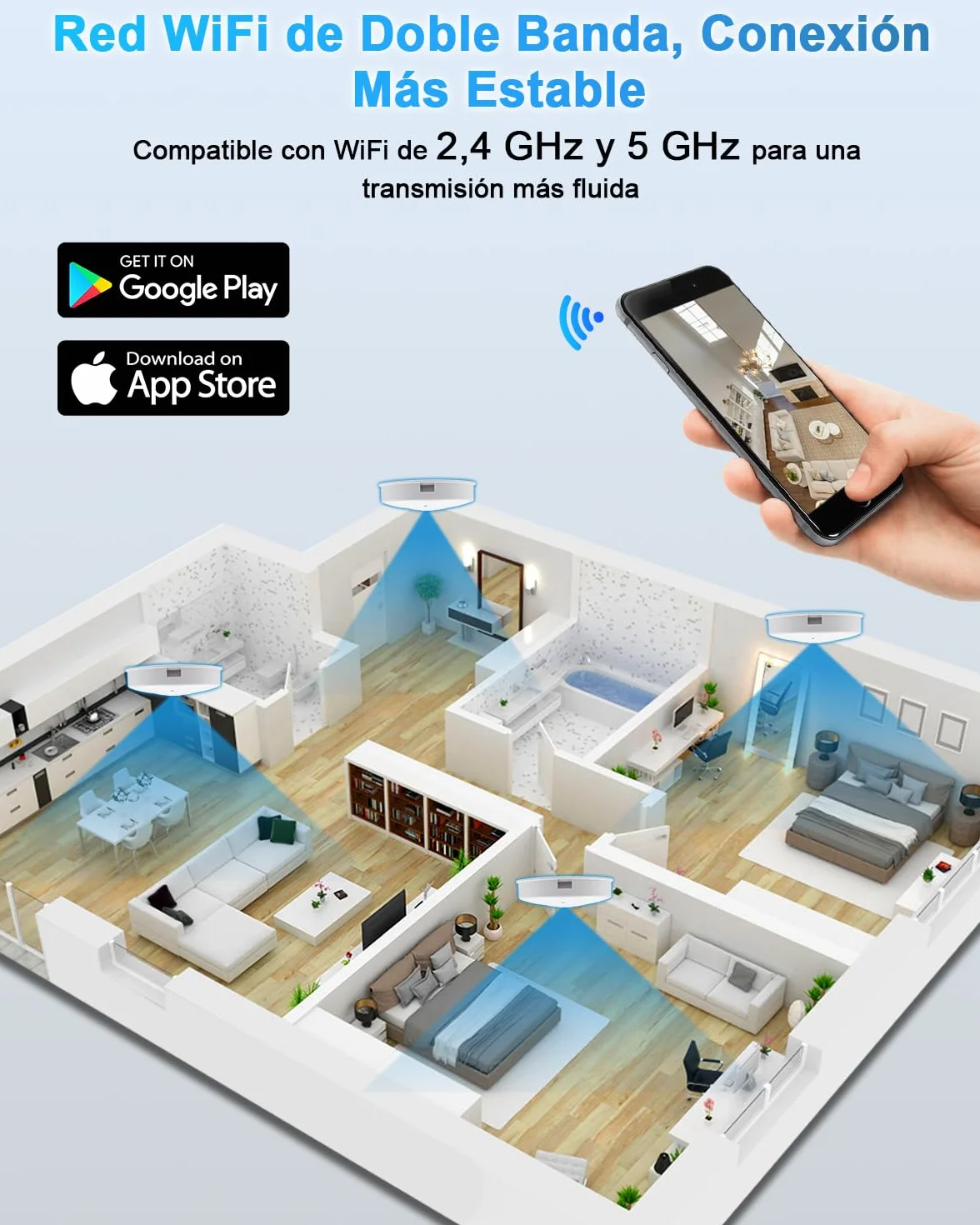 Caméra Espion WiFi 5G, Mini Camera Cachée Espion Discrete sans Fil HD 1080P, Micro Espion Détecteur de Fumée avec Vision Nocturne et Détection de Mouvement Tuya APP Enregistrement en Boucle