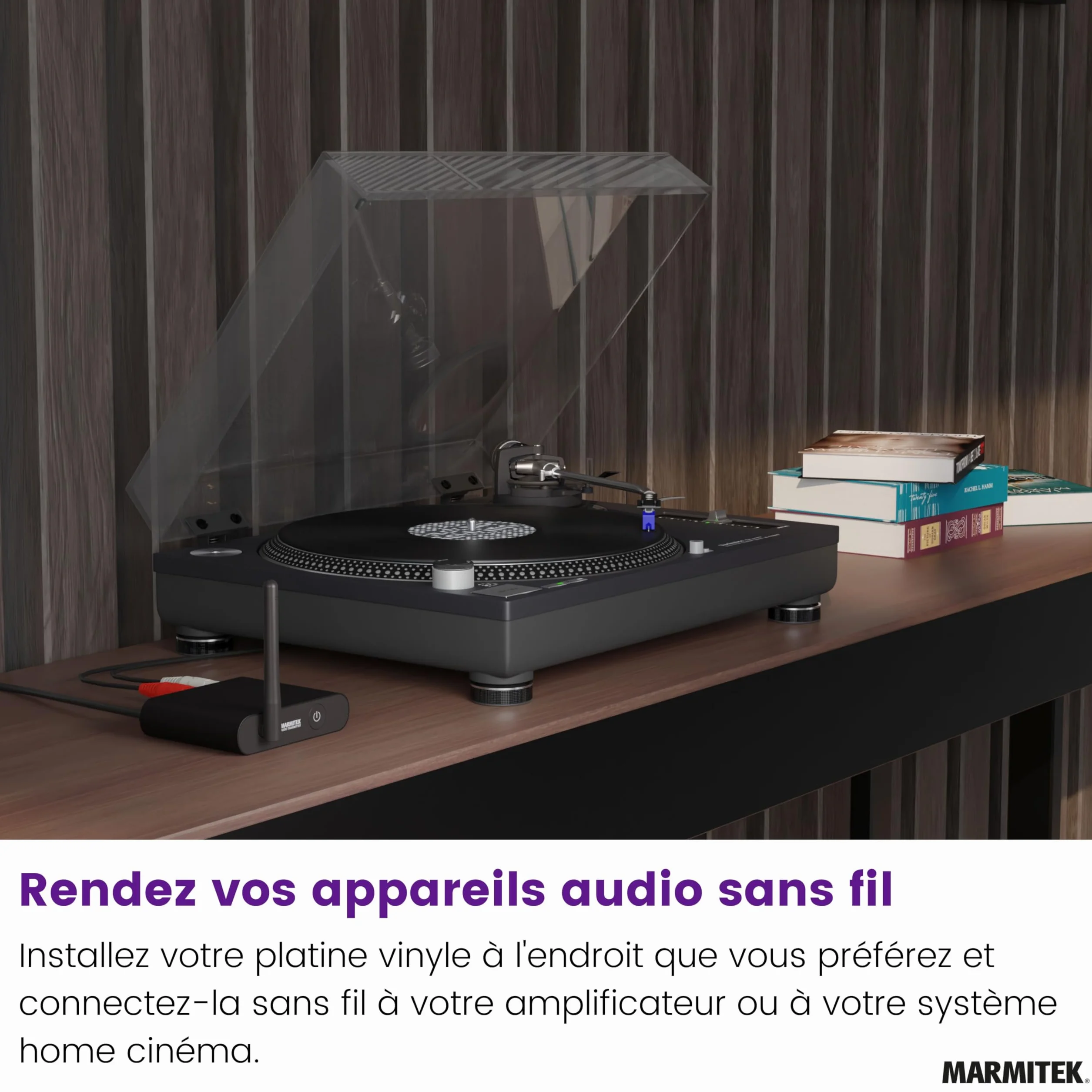 Marmitek Audio Anywhere 630 Émetteur récepteur Audio sans Fil Son TV vers chaîne Hi-Fi Qualité CD numérique Faible Latence Multiroom RCA Cinch Alimentation USB-C