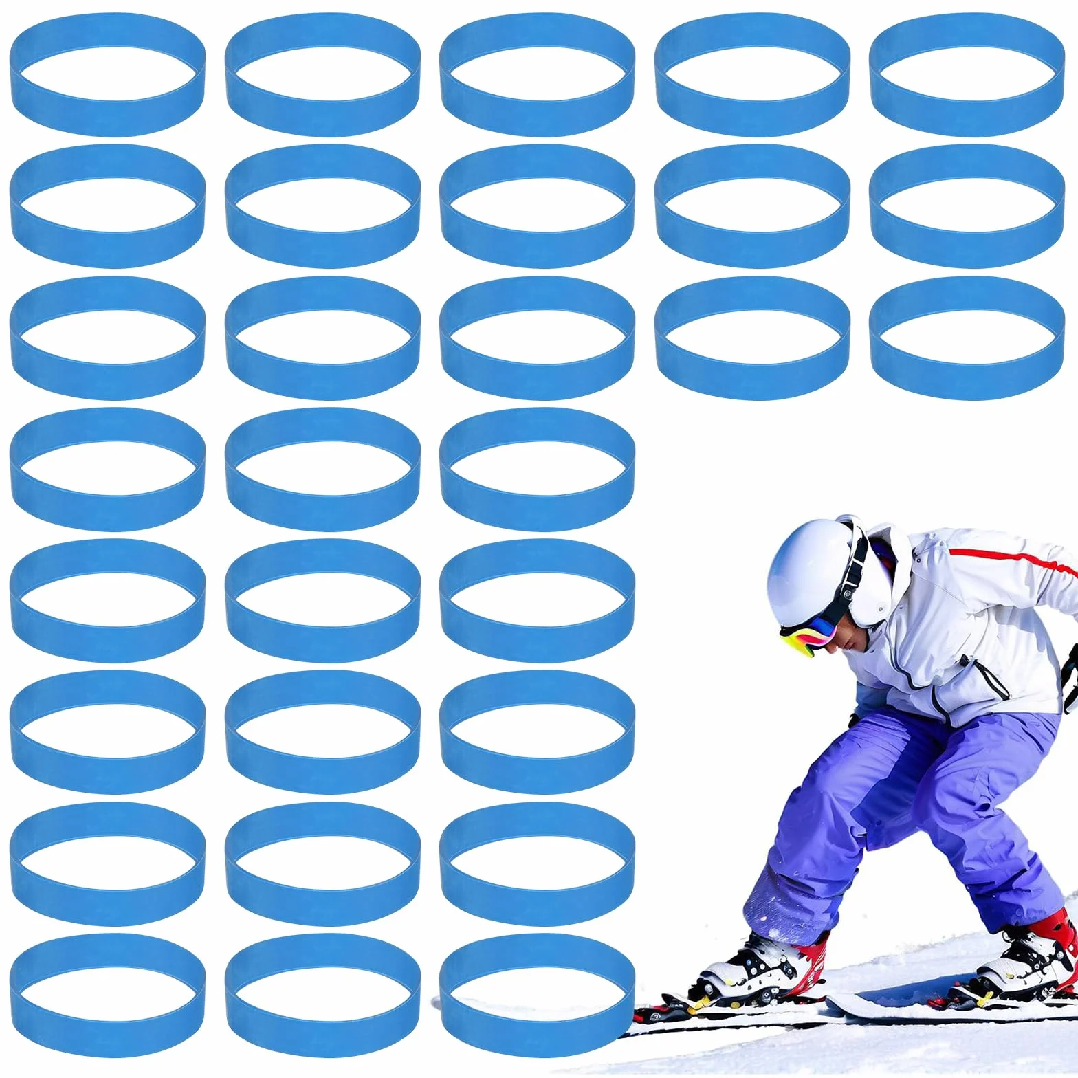 Tokaneit Snowboard Fixations 30 Pièces Sangle de Frein en Caoutchouc Accessoires de Ski