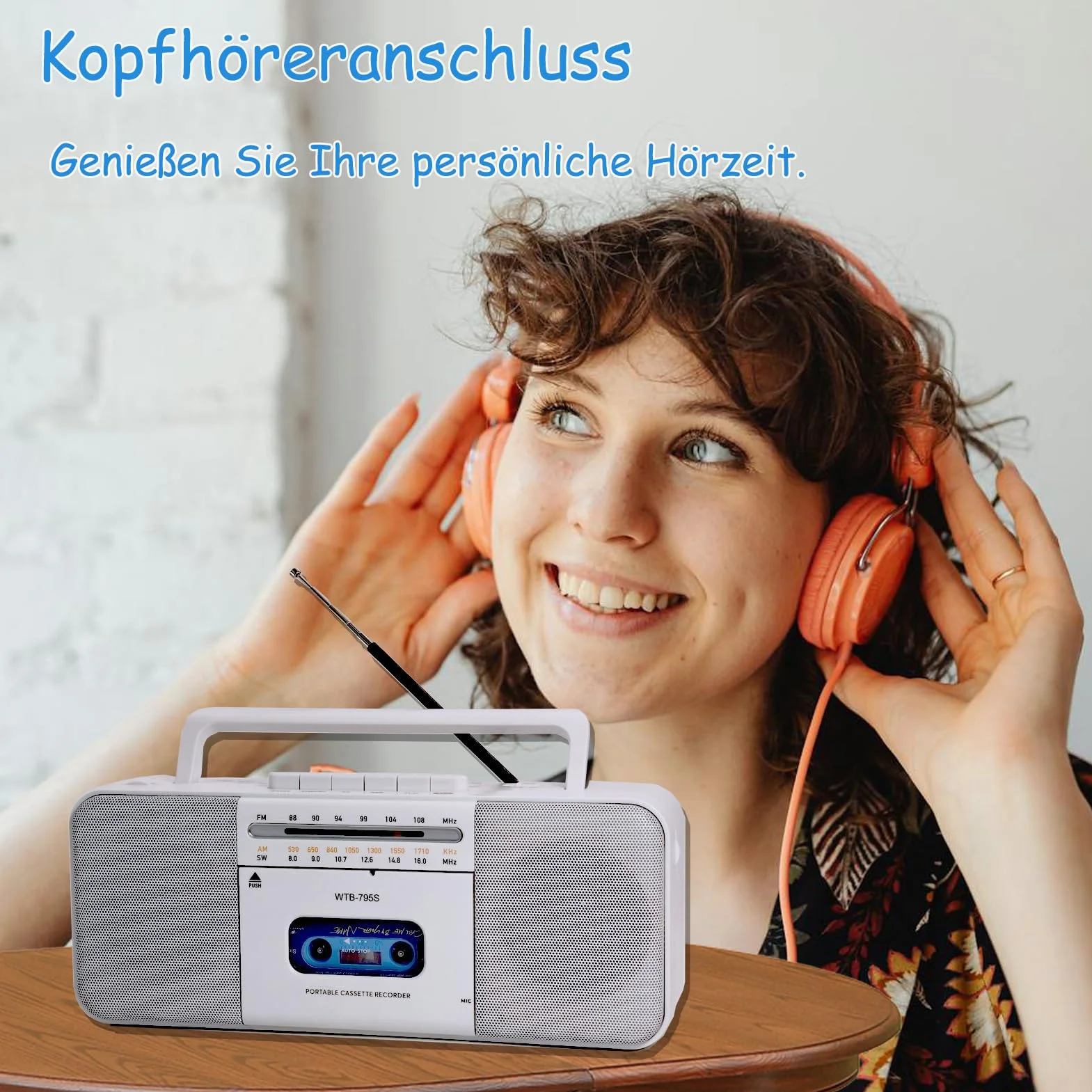 Lecteur cassette Boomboxe Bluetooth, enregistreur AM/FM/W, convertisseur cassette MP3, haut-parleur 10"