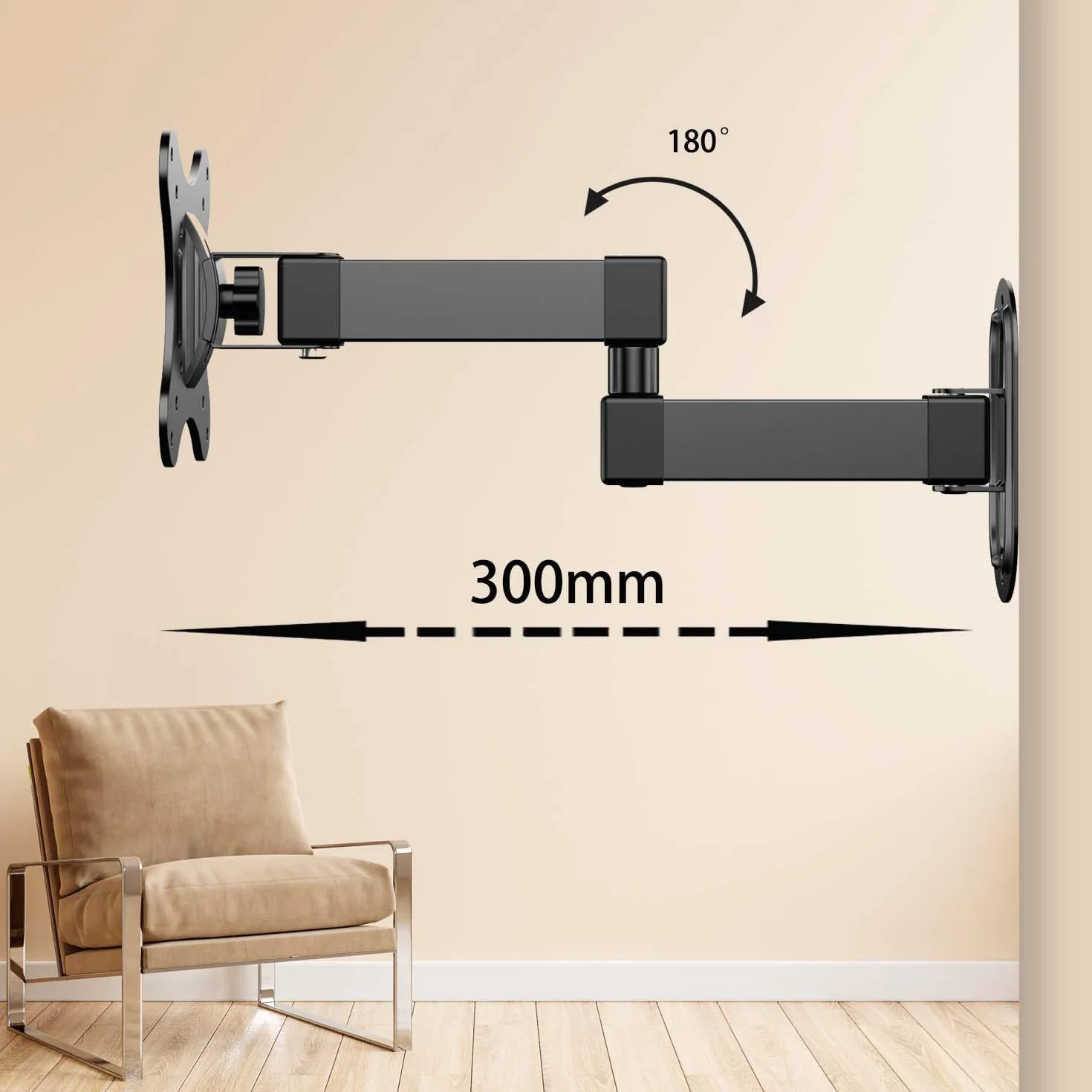 Support TV Mural 14 à 27 Pouces Ecran PC,Orientable et Inclinable,VESA 75x75mm / 100x100mm jusqu'à 10 kg,Universel 17 19 21 24 Pouces Support Mural TV,Support de Moniteur