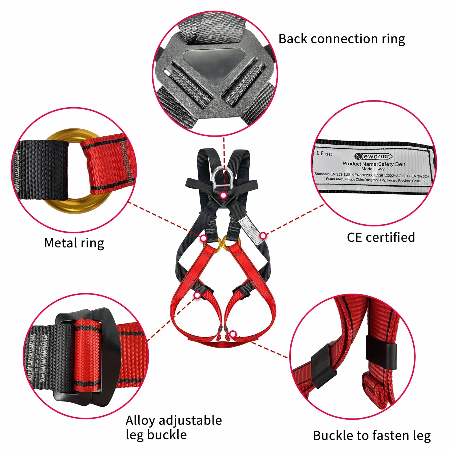 NewDoar Harnais d'escalade CE Équipement de Rappel Complet Protection Sauvetage