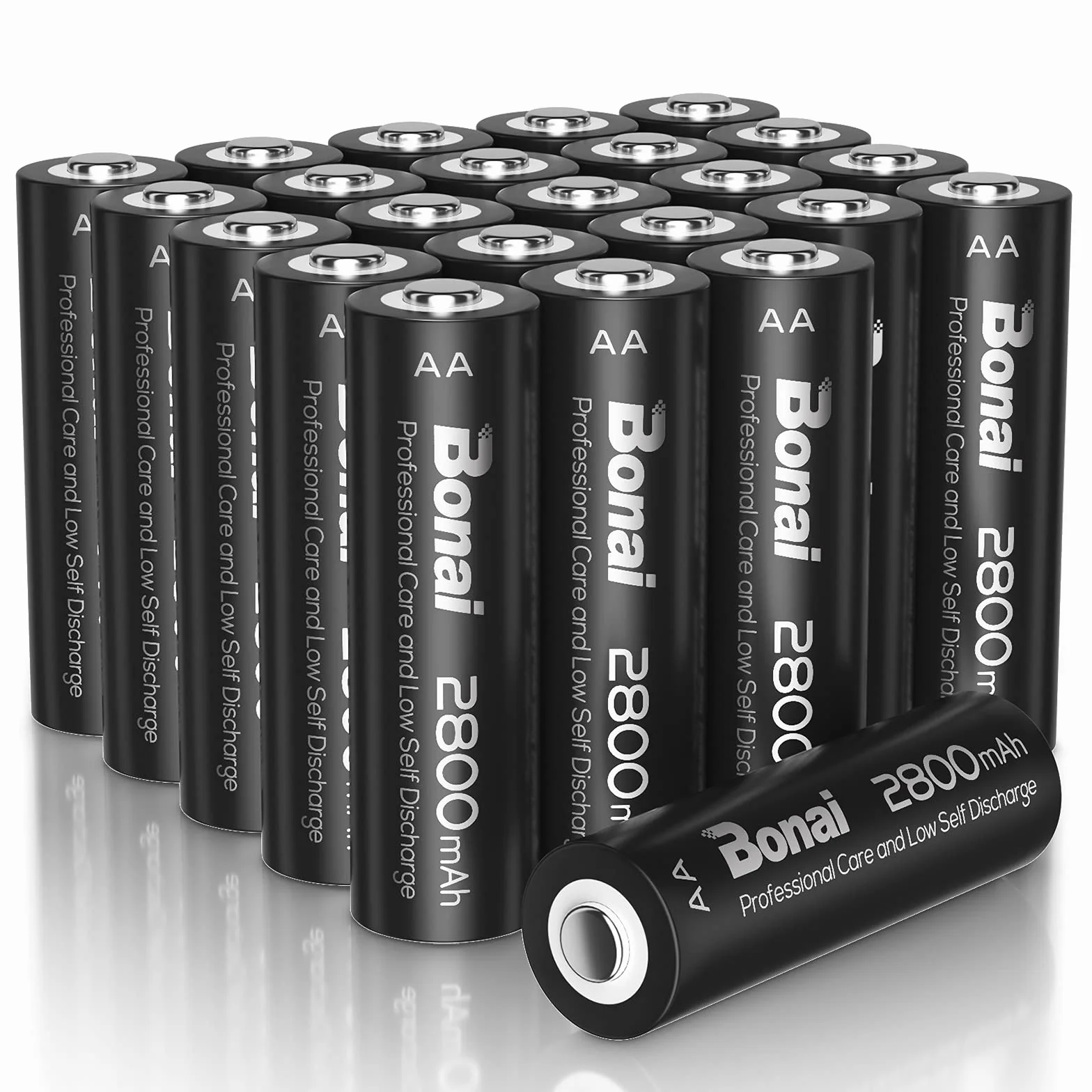 BONAI Piles Rechargeables AA 2800mAh 1.2V Ni-MH Lot de 24 Haute Capacité