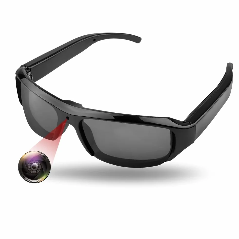 Tosuny Lunettes Intelligentes avec Caméra 1080P, Lunettes de Caméra d'action avec Objectif Grand Angle 120°, Anti-secousses Intelligentes, Enregistrement en Boucle, Lunettes de Soleil